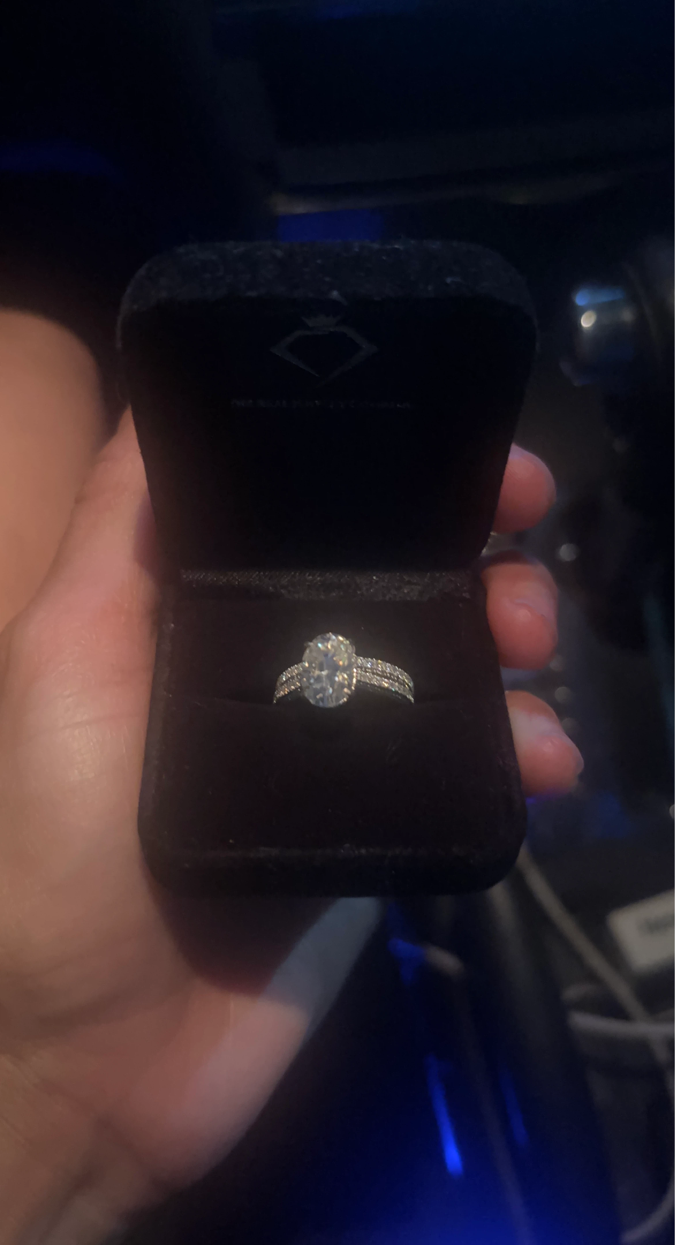 Oval Diamond Engagement Ring with Pave Band