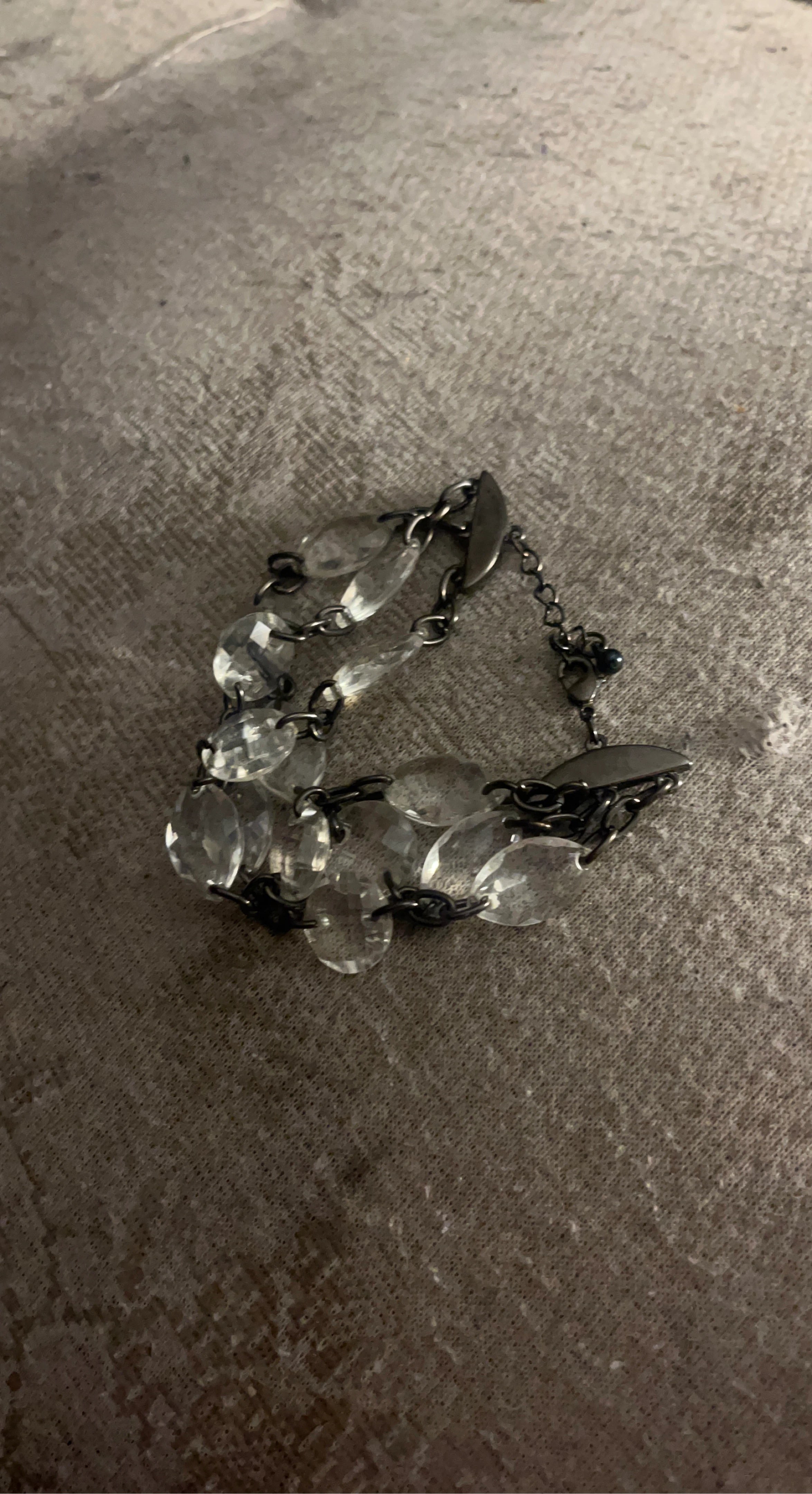 Crystal and gunmetal link bracelet