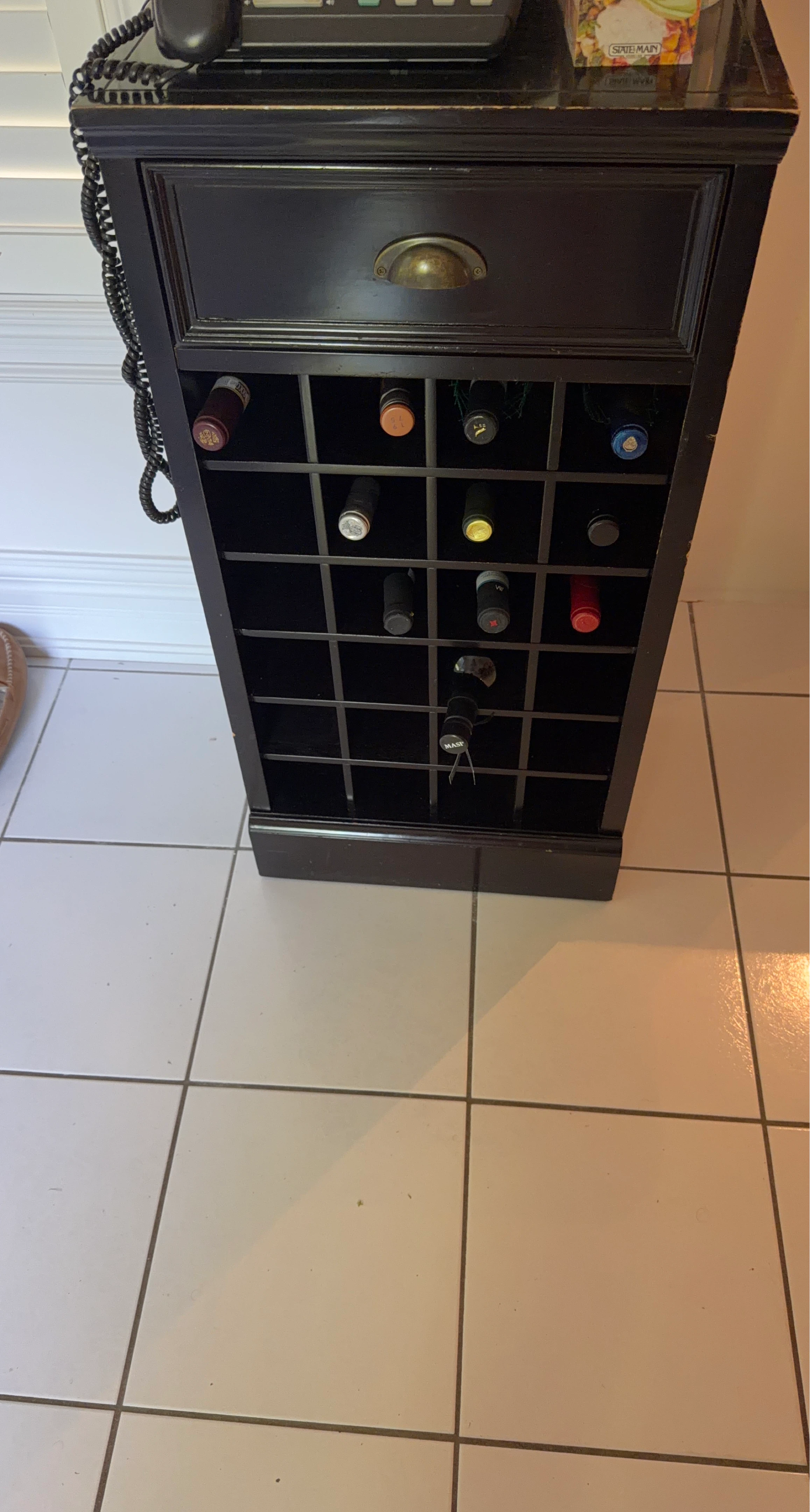 Black Wine Rack Cabinet with Drawer