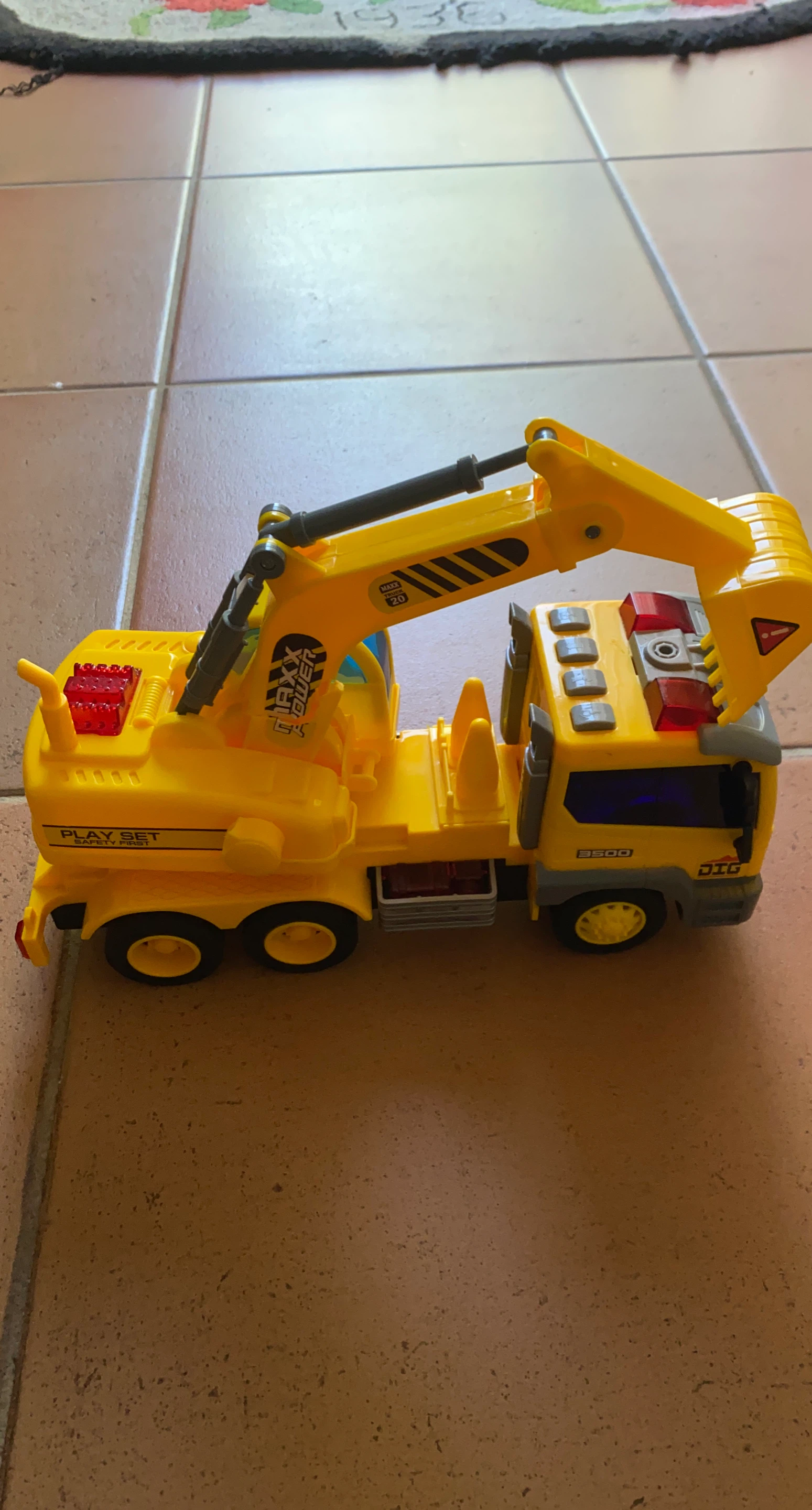 Yellow Toy Excavator Play Set