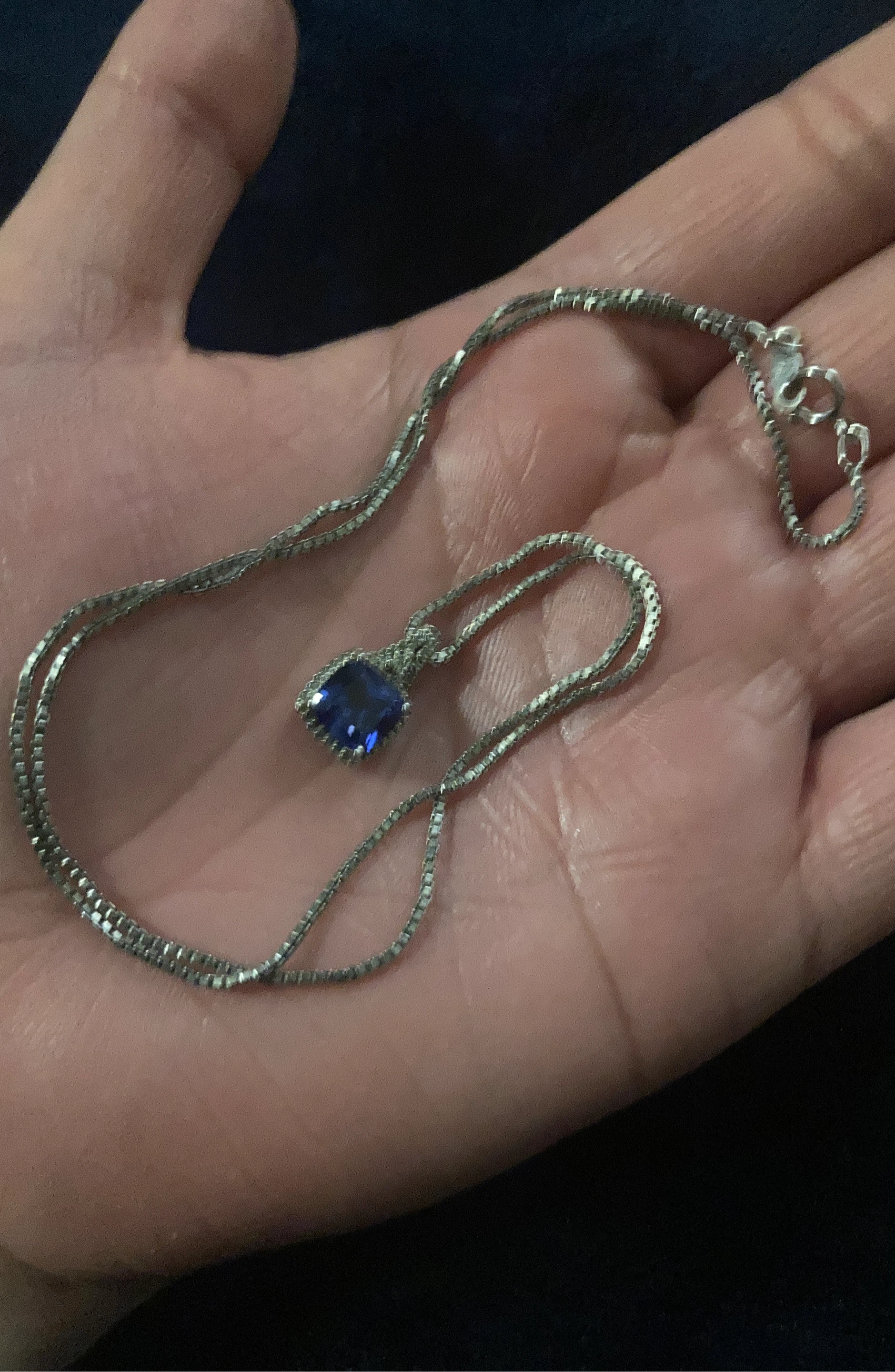 Sterling Silver Blue Sapphire Necklace