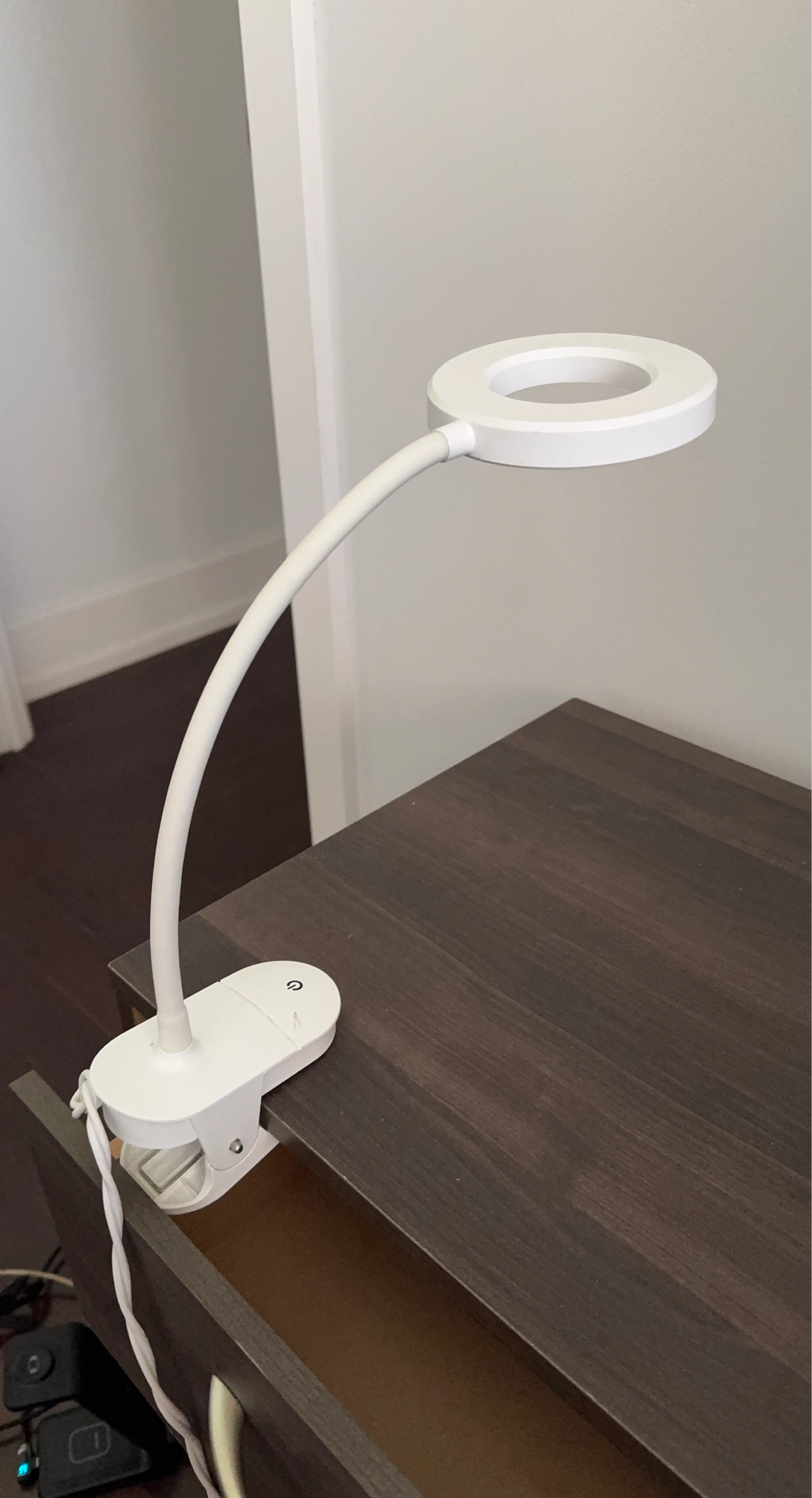White Ring Clip-On LED Desk Lamp