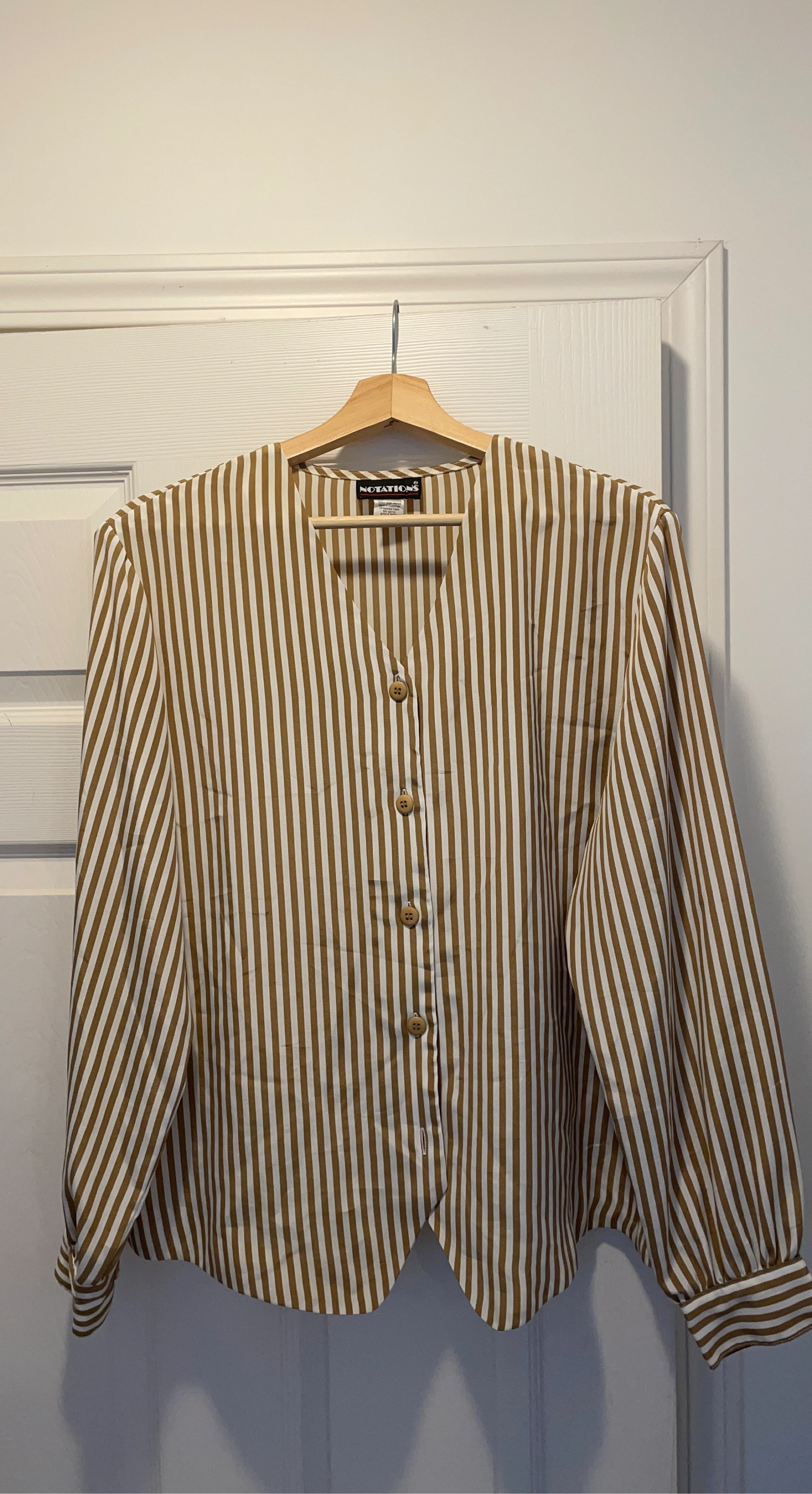 Striped Button-Up Blouse Size 14