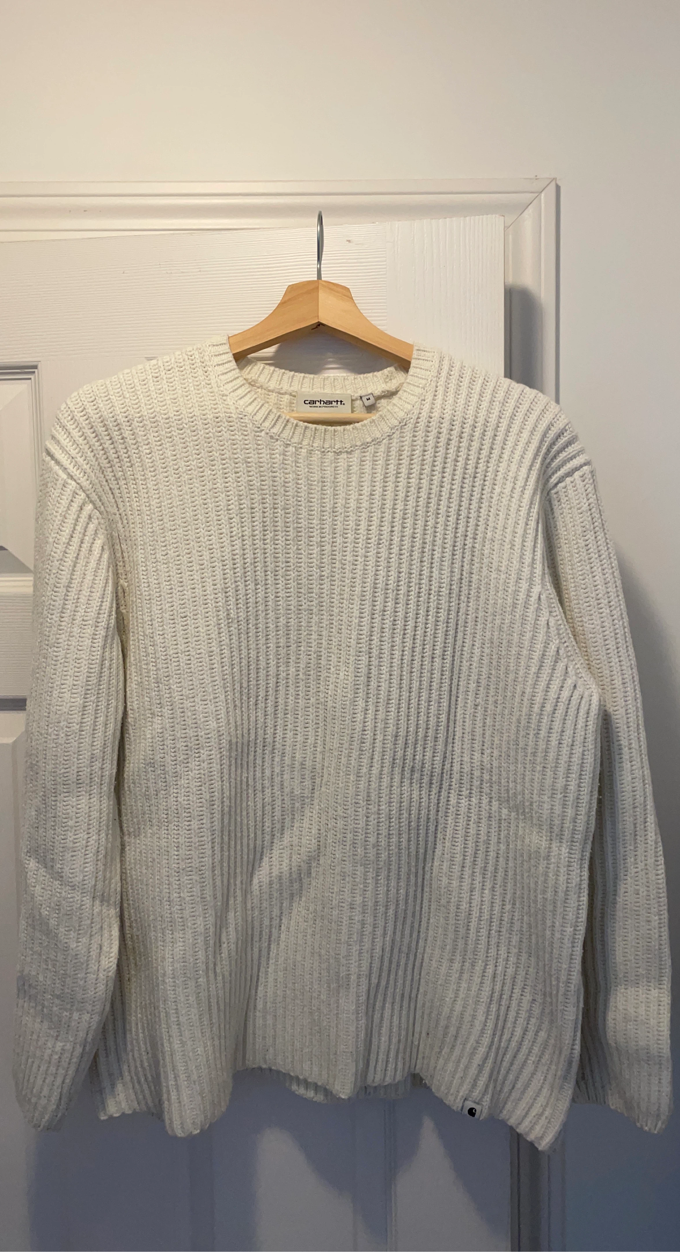 Carhartt WIP Cream Ribbed Knit Sweater