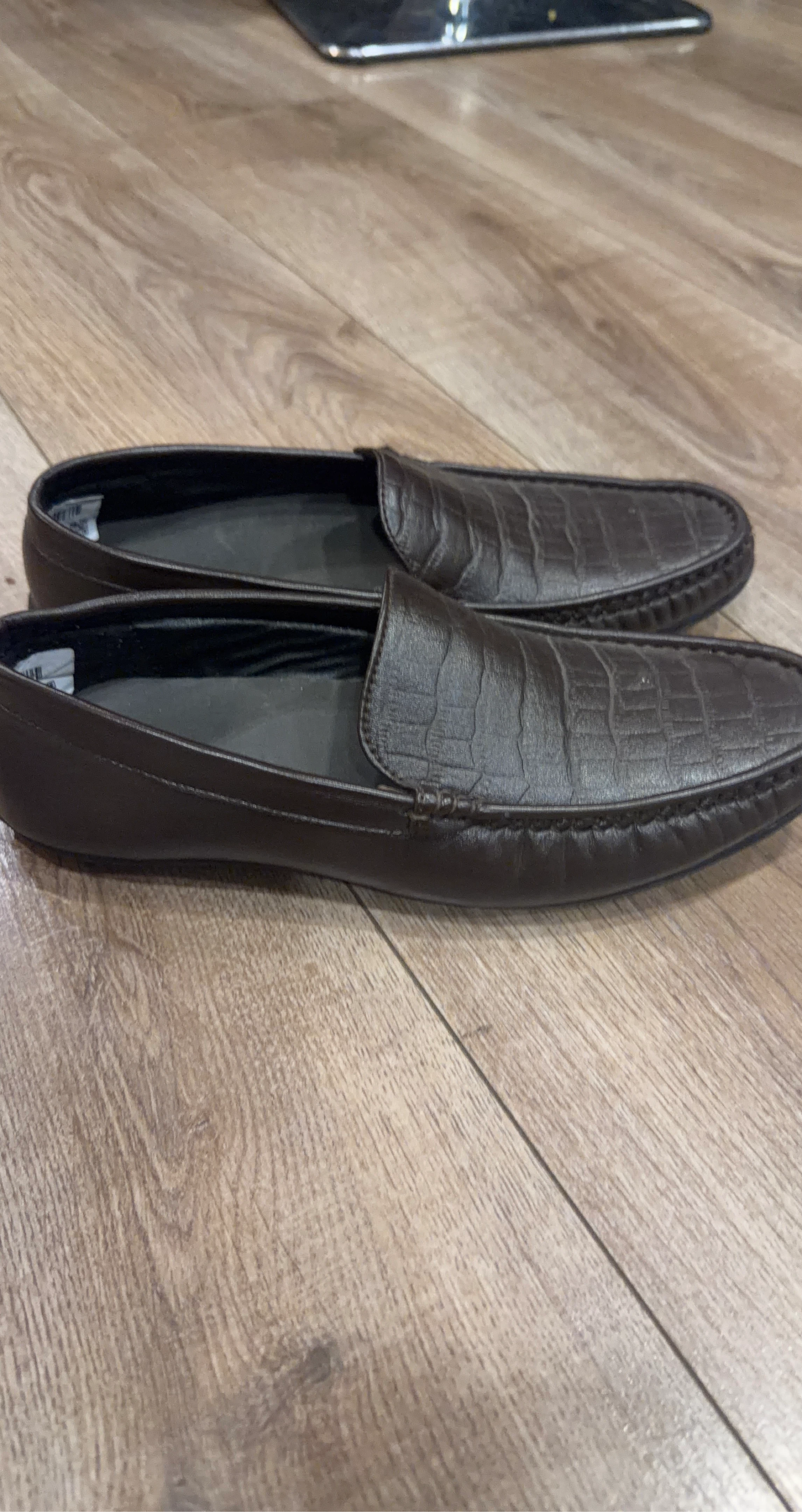 Brown Croc-Embossed Loafers