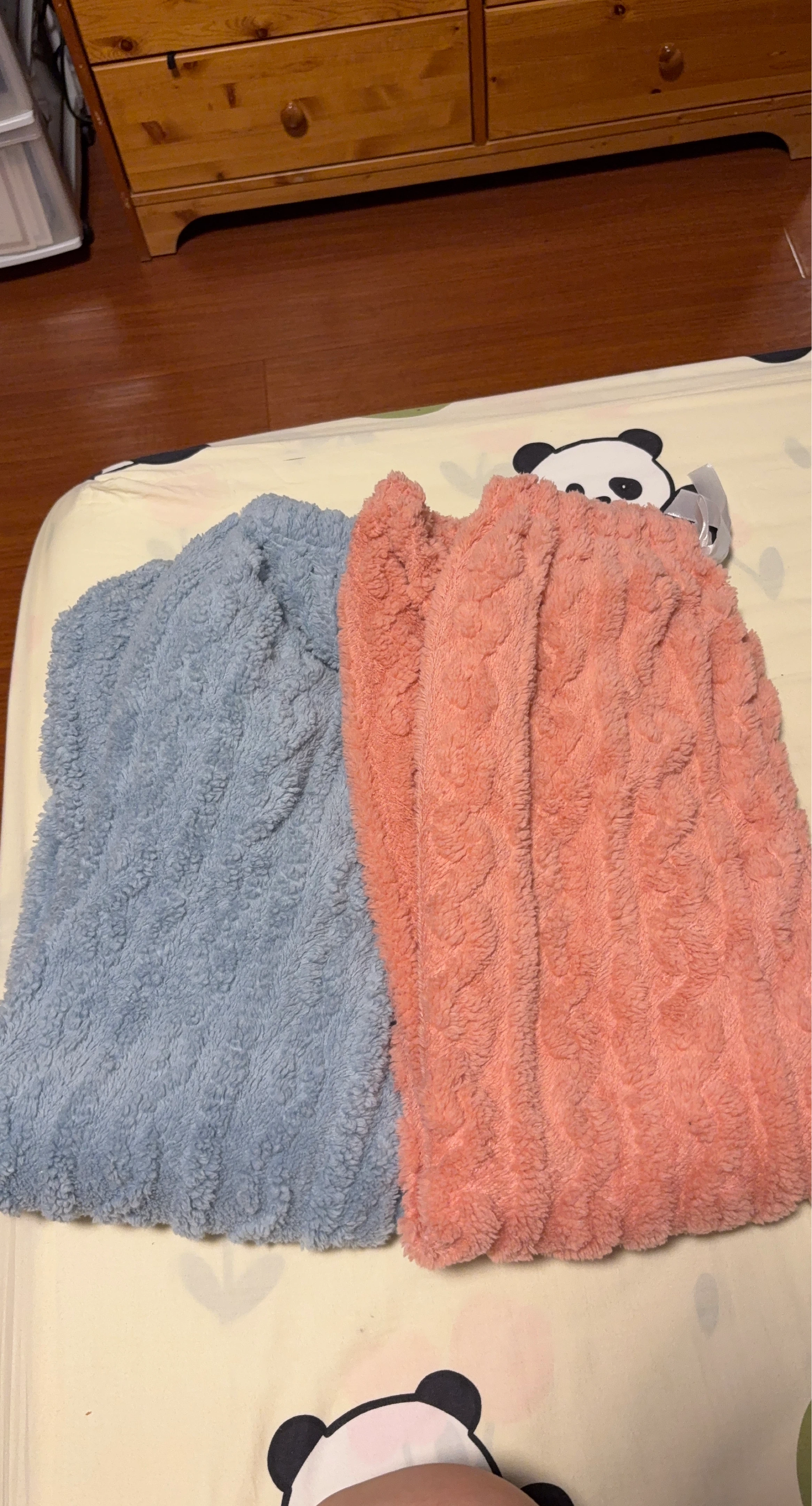 Fuzzy Pajama Pants Set - Pink & Blue - Size M
