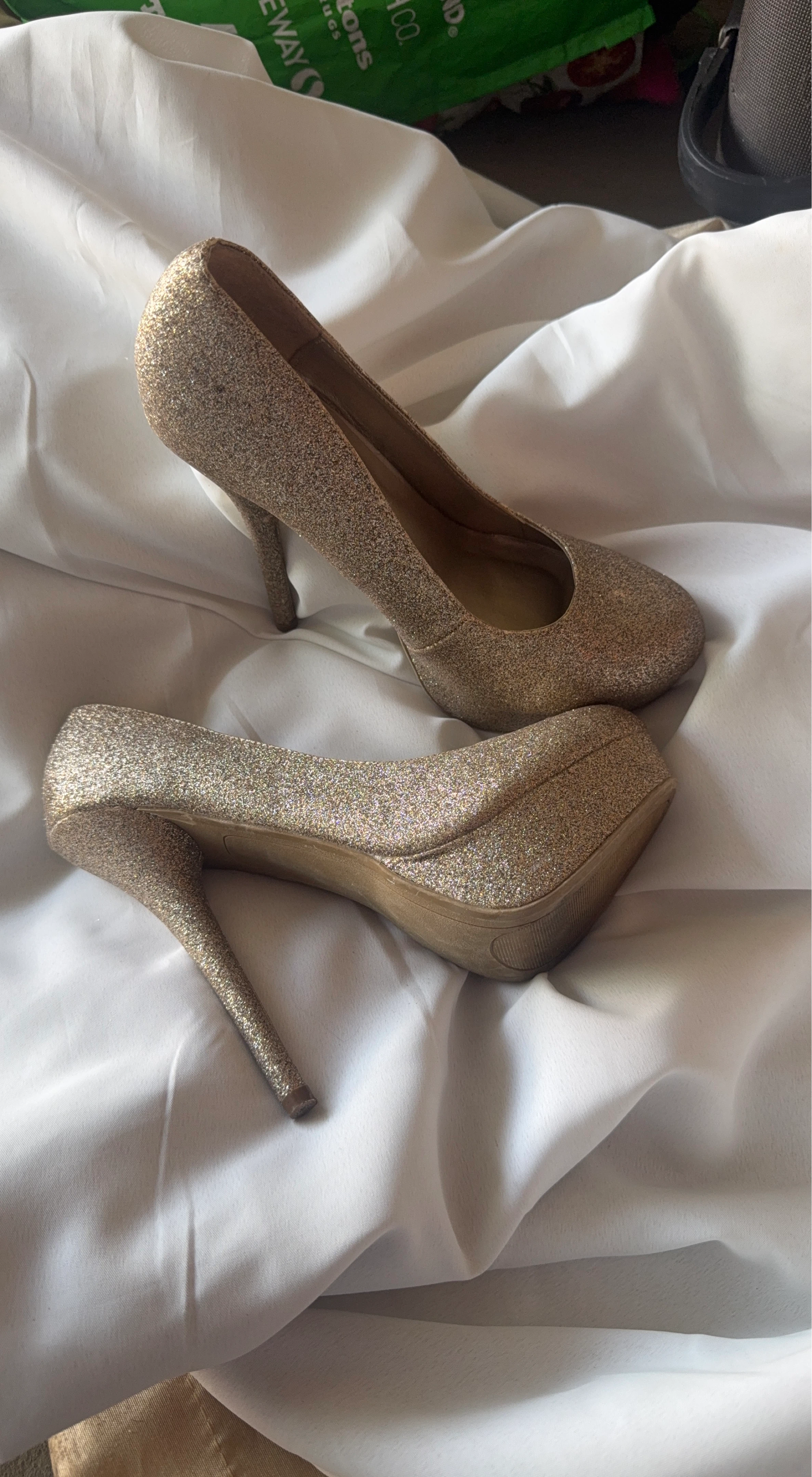Gold Glitter High Heels