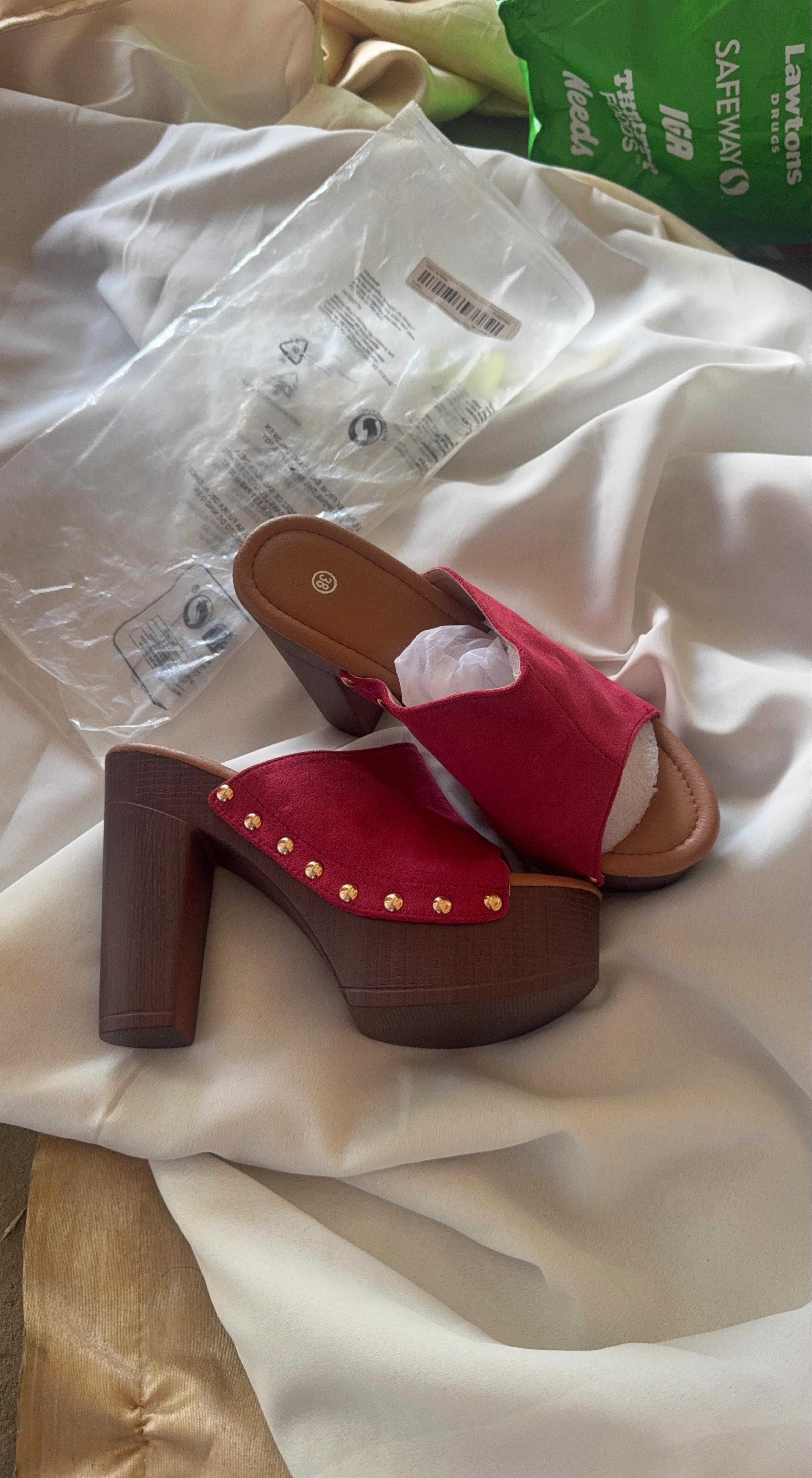 Red Platform Clogs Size 38