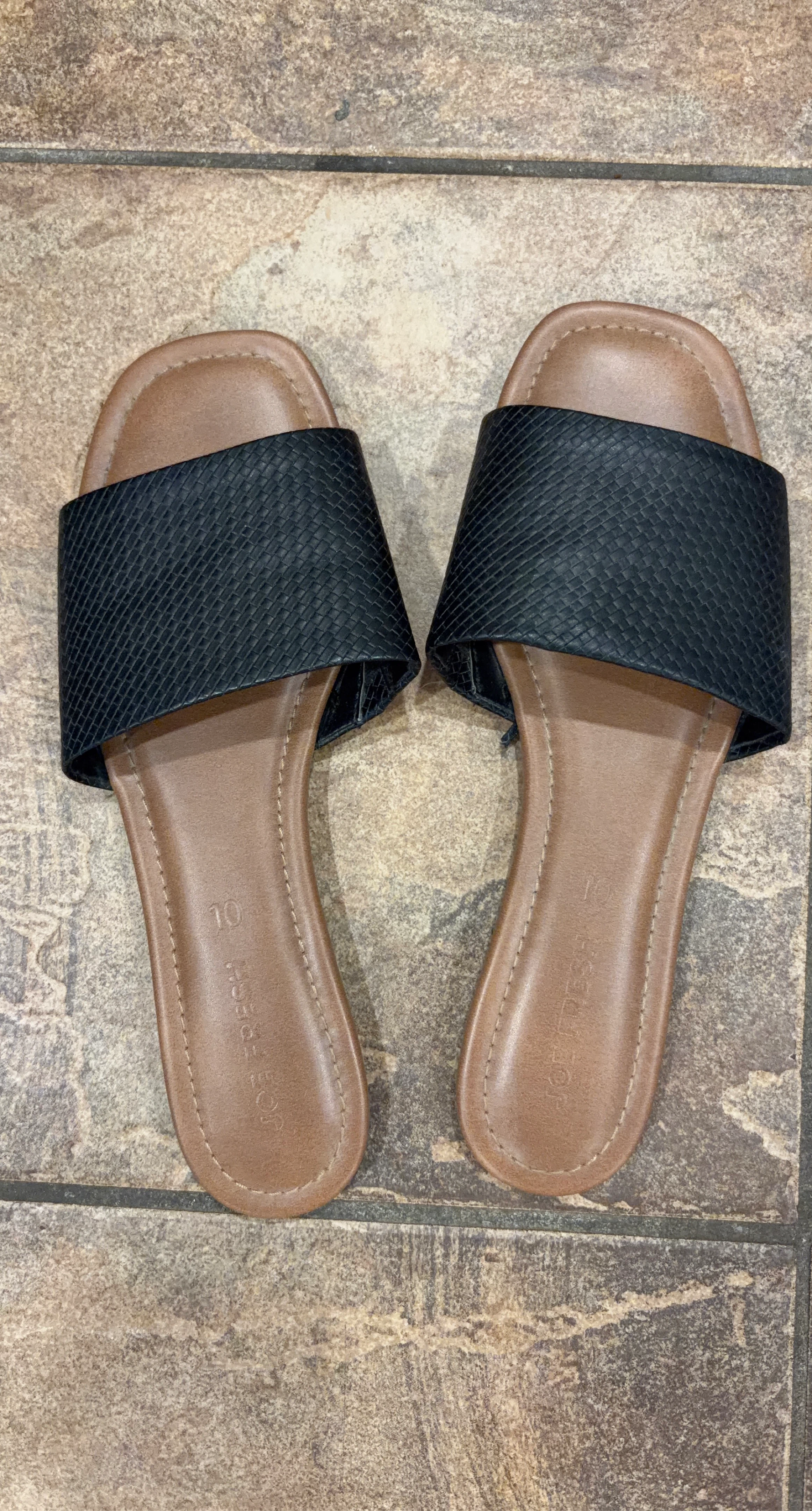 Black Slide Sandals - Size 10