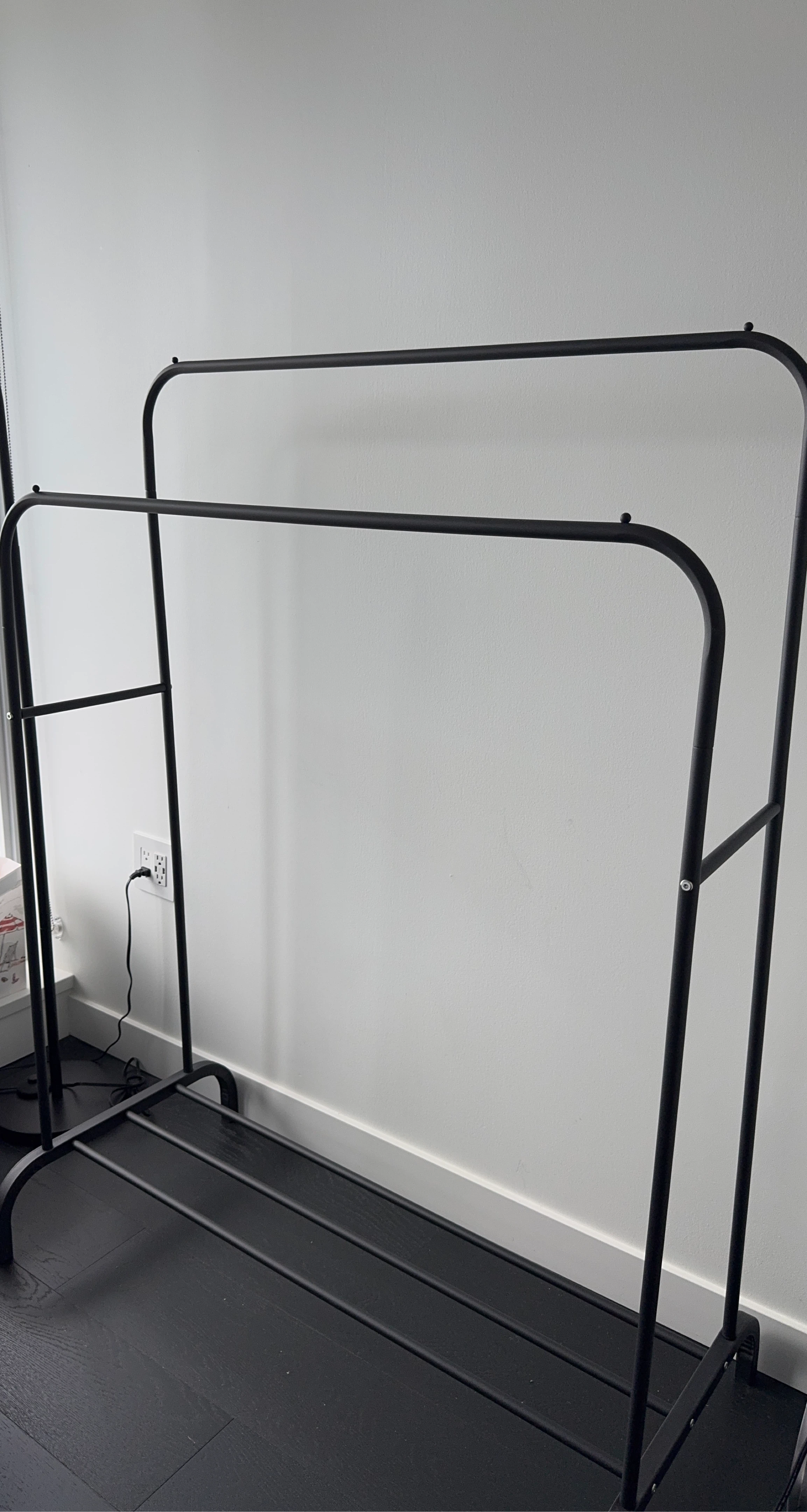 Black Double Garment Rack with Shoe Shelf