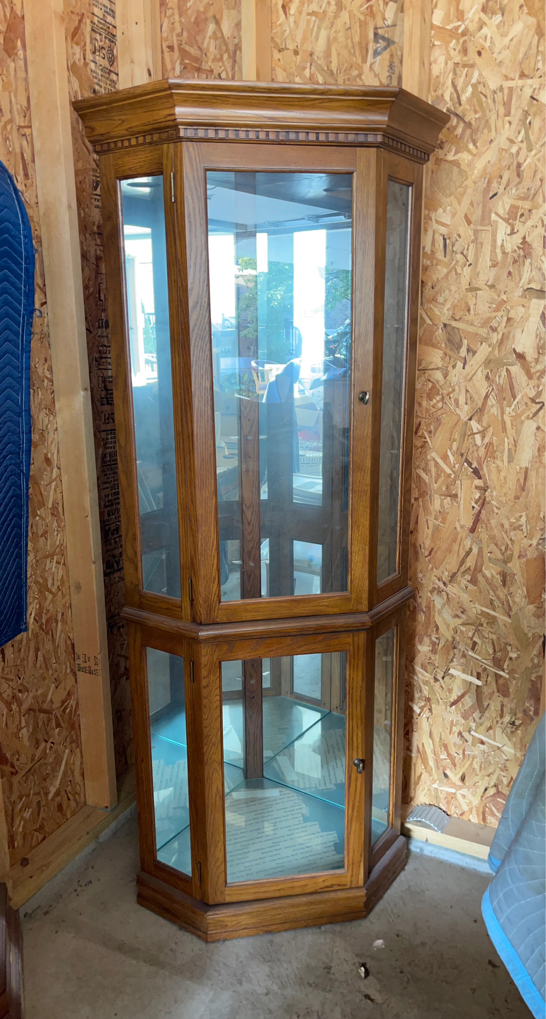 Wooden Curio Cabinet with Glass Doors