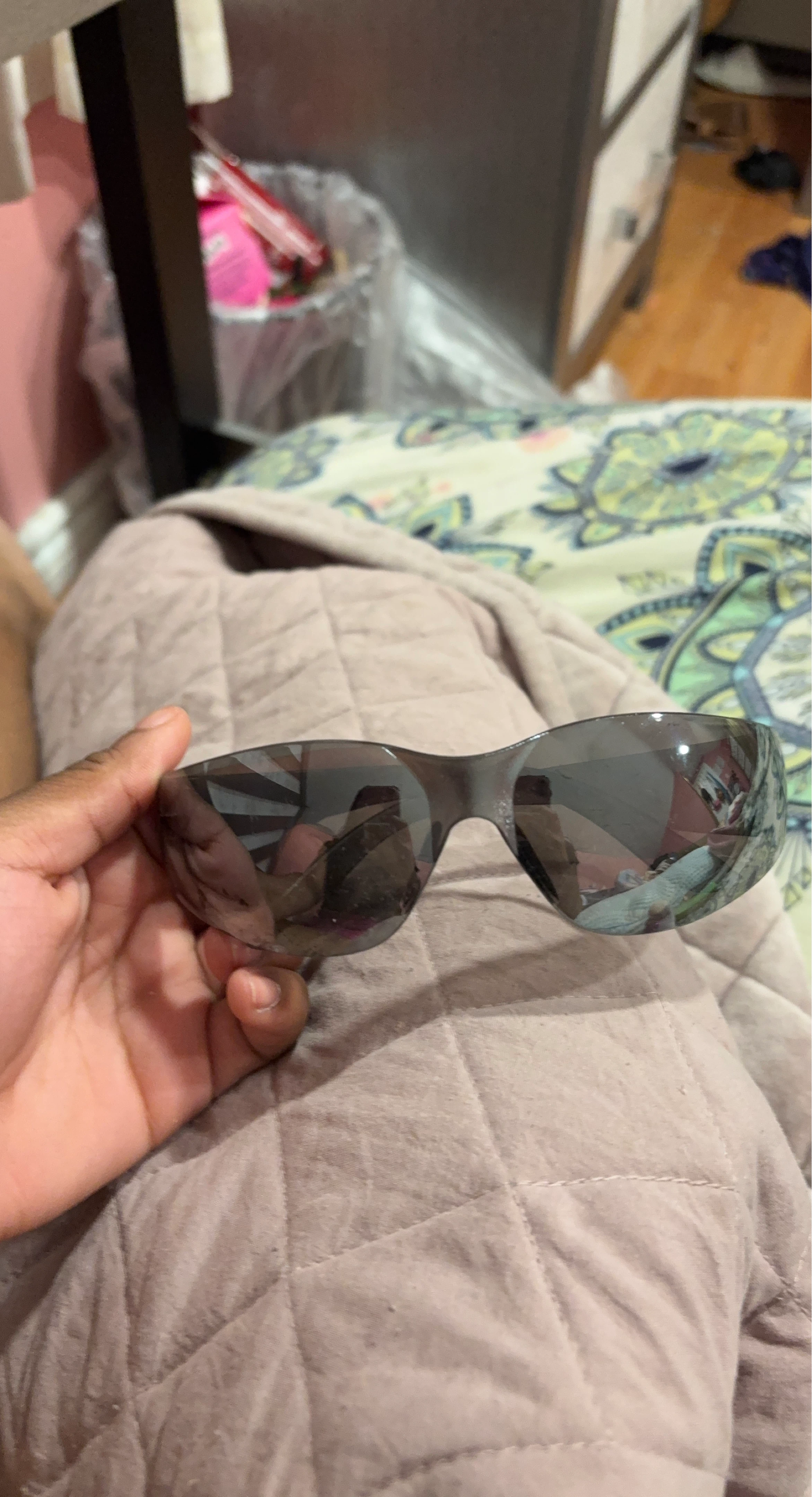 Dark Gray Wrap-Around Sunglasses