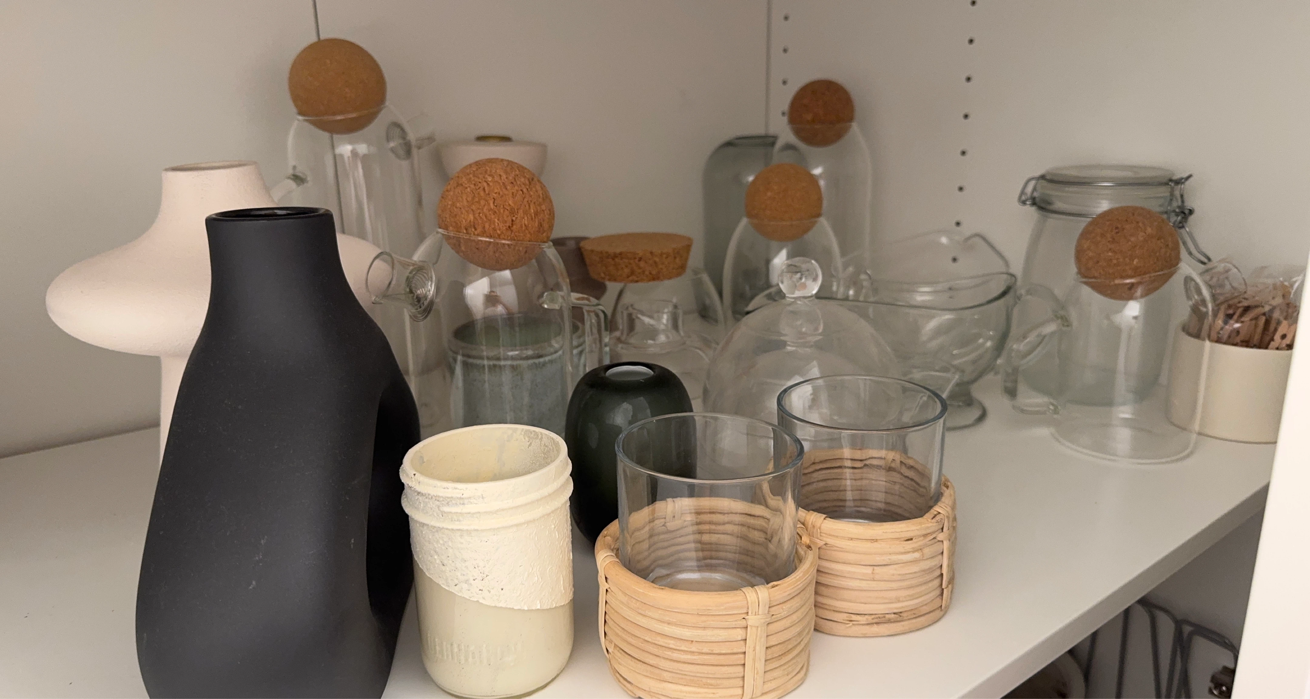 Assorted Glassware with Cork Stoppers