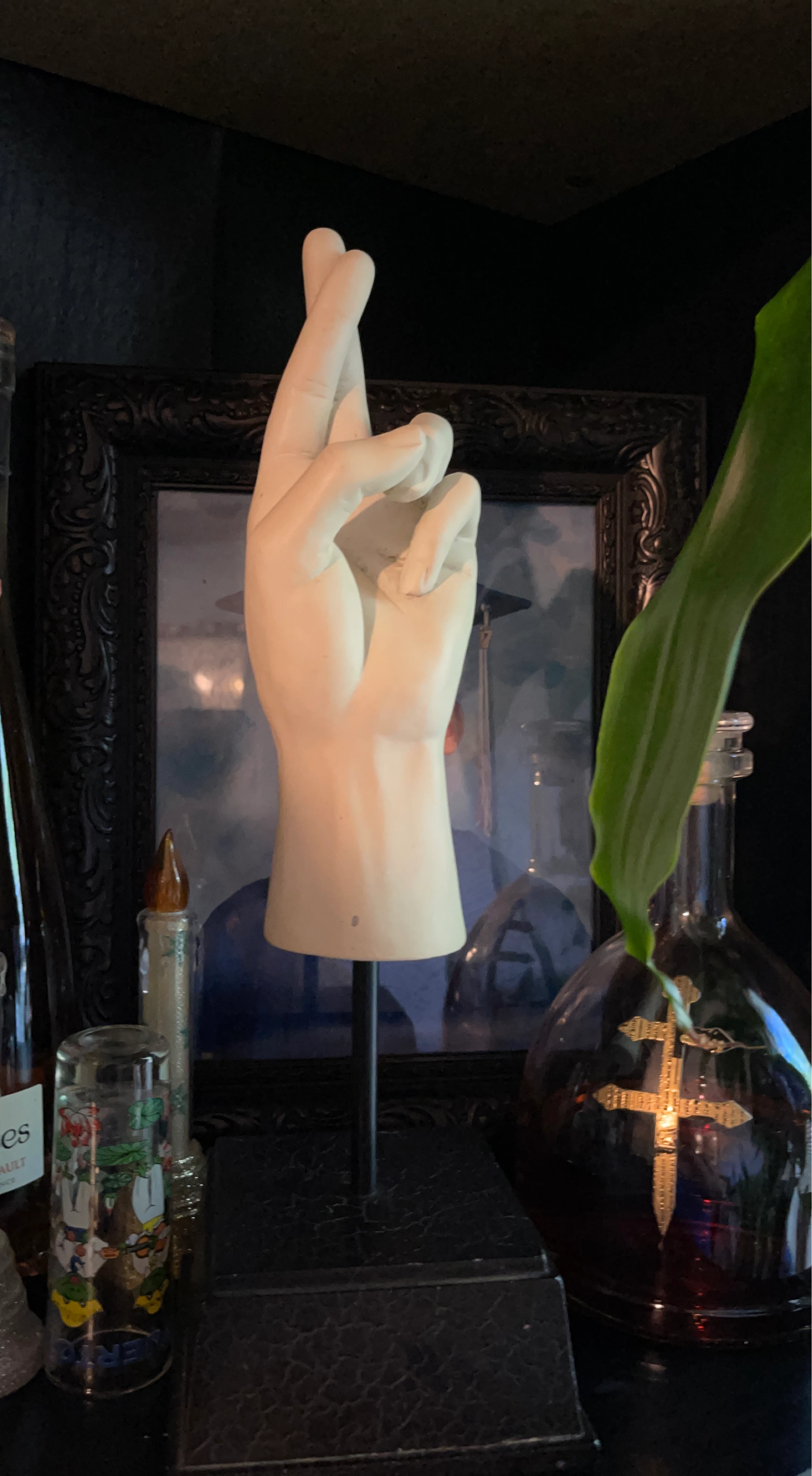 White Hand Figurine with Fingers Crossed