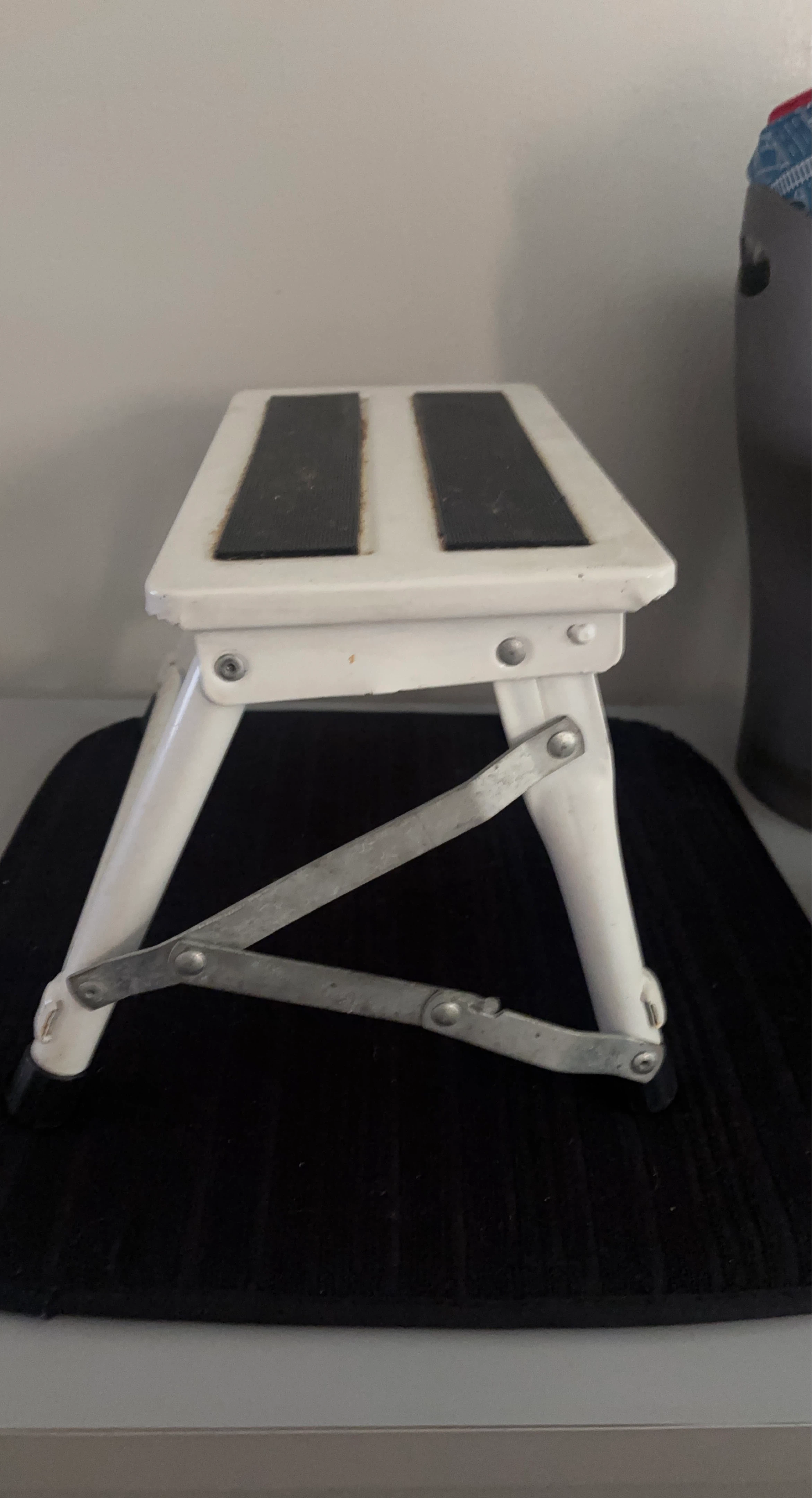 White Folding Metal Step Stool