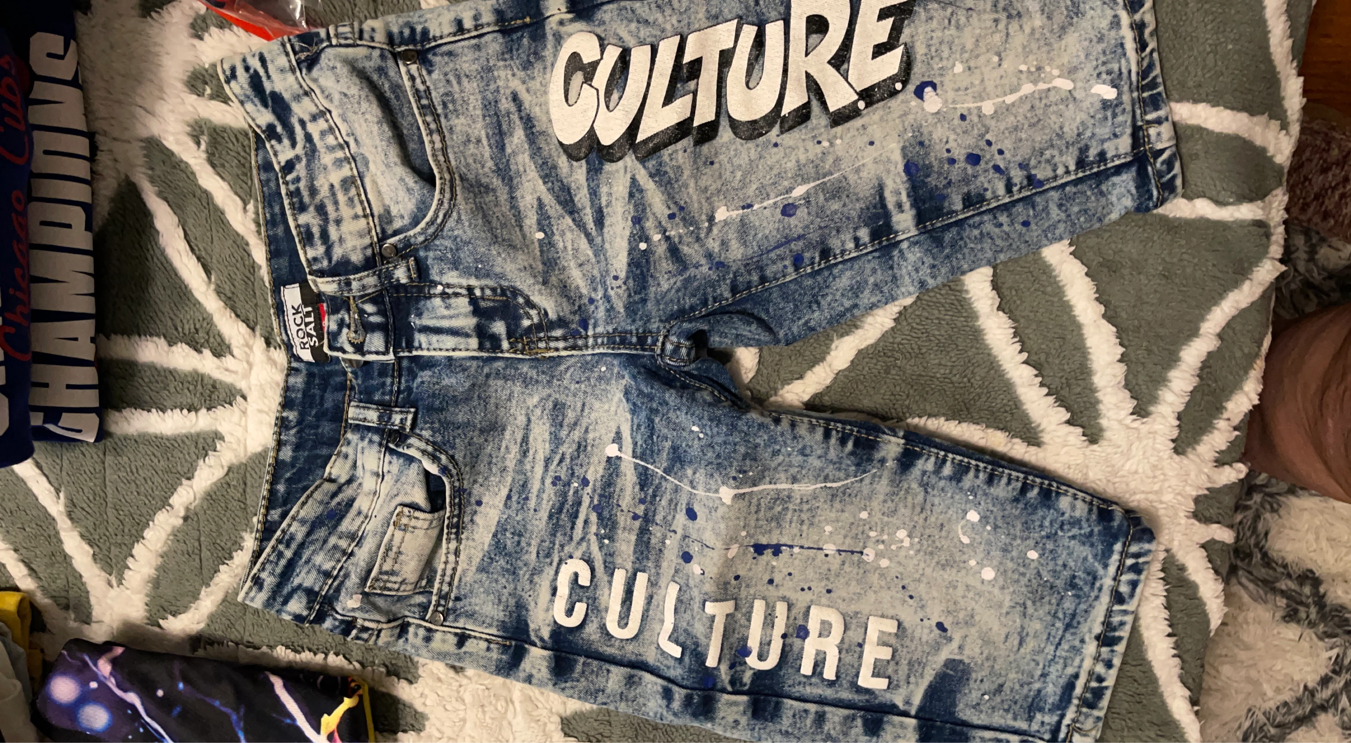Rock Salt "Culture" Graphic Denim Shorts