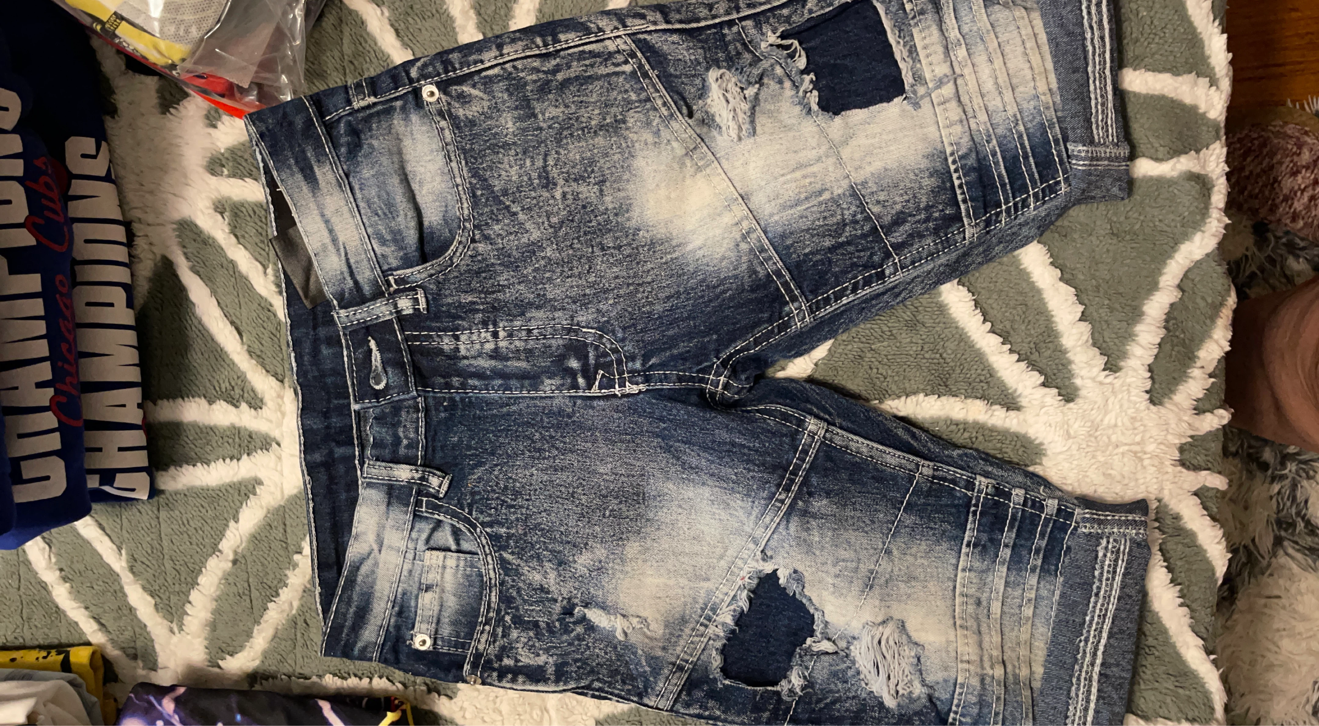 Distressed Blue Jeans