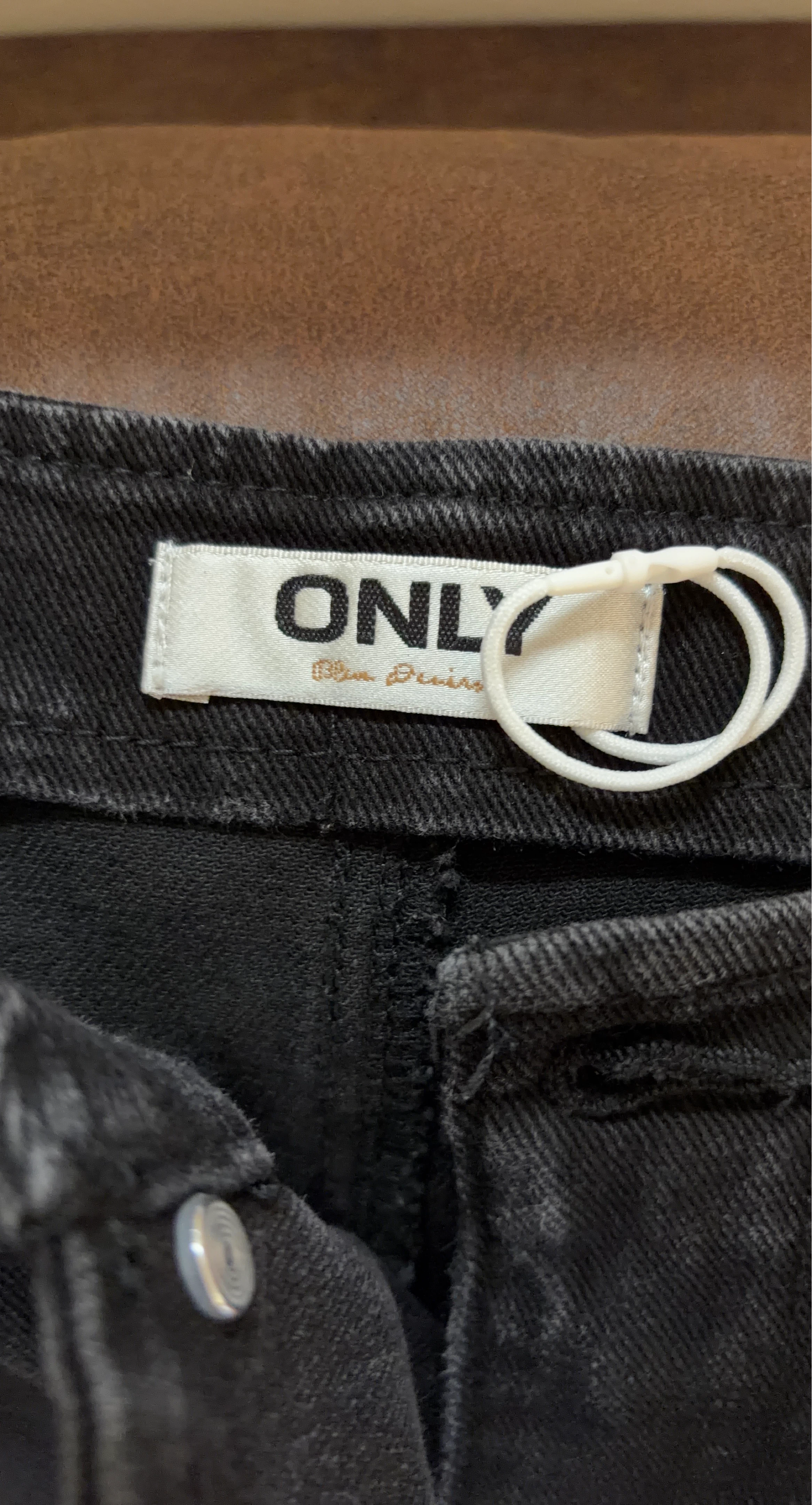 ONLY Black Denim Wide Leg Pants