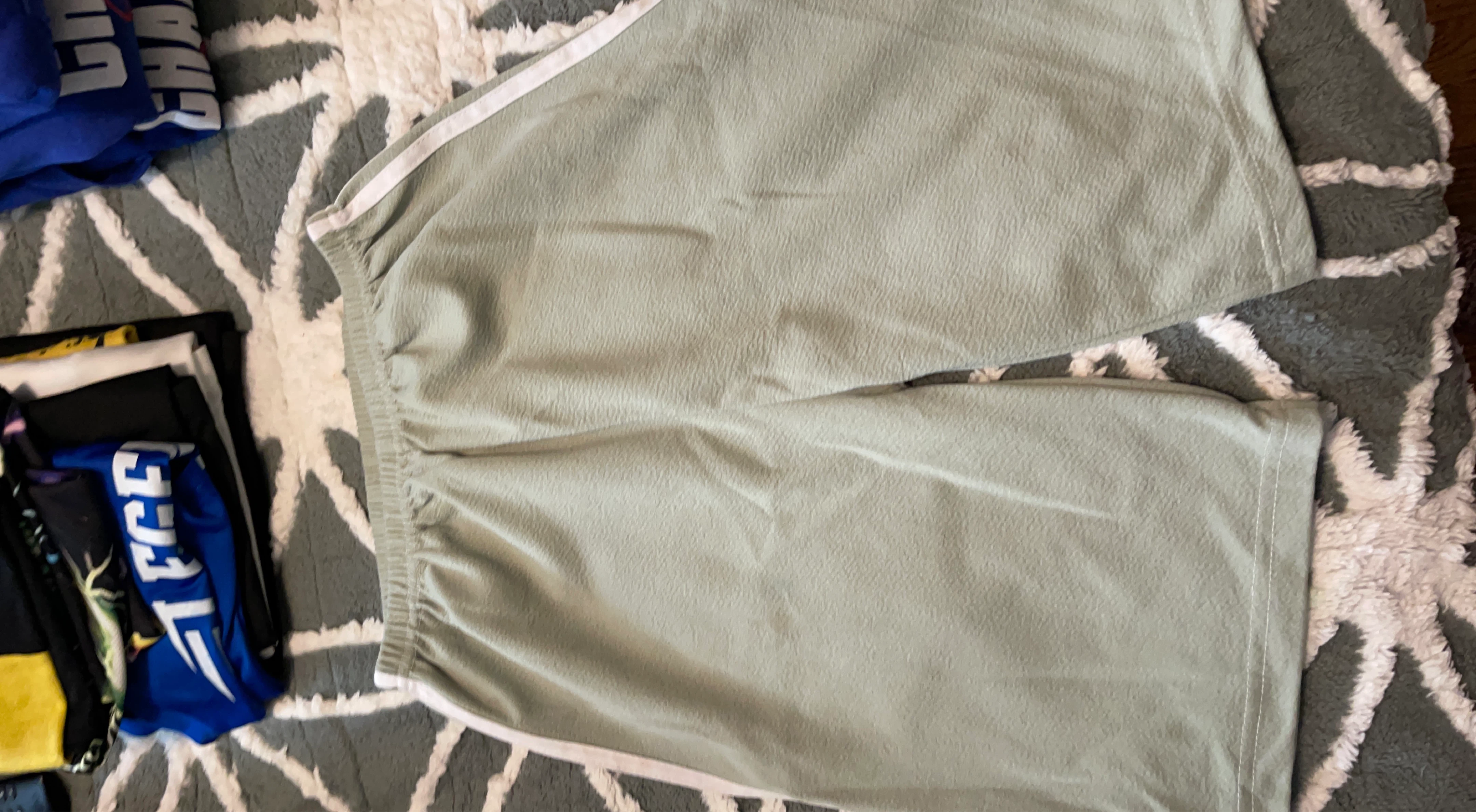 Light Green Athletic Shorts with White Stripes kids