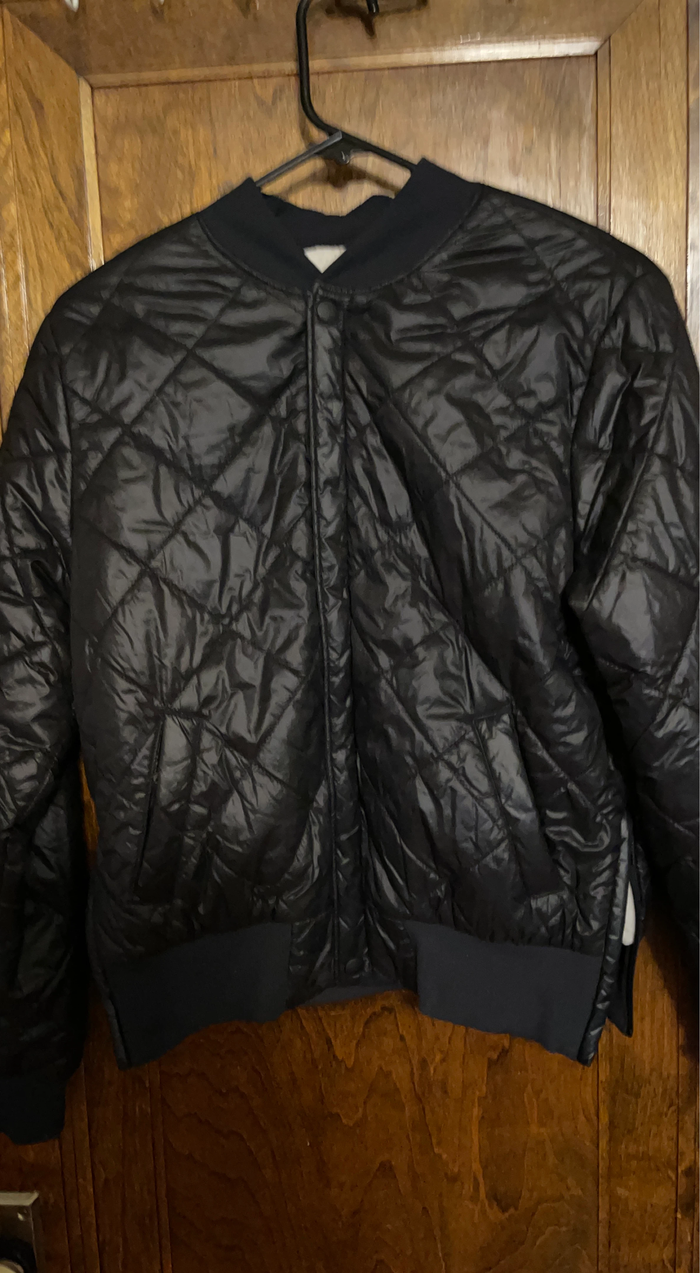 Black Quilted Bomber Jacket
