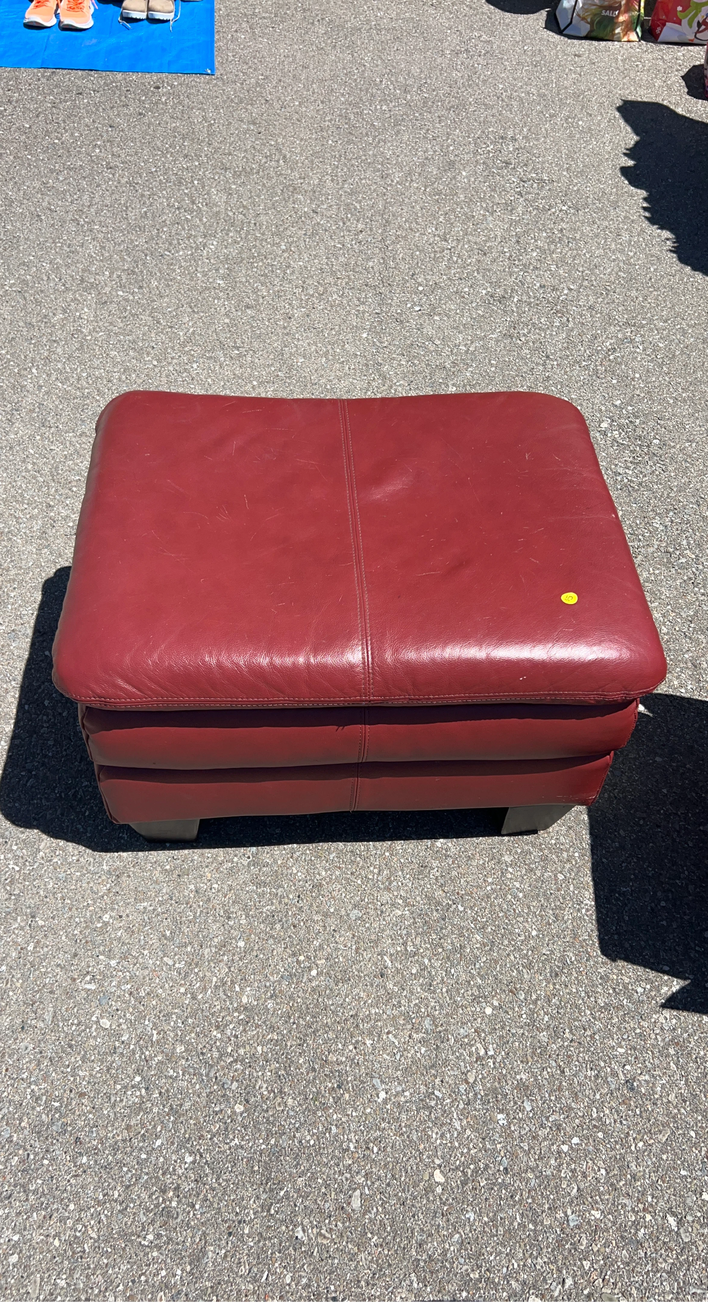 Red Leather Ottoman Footrest
