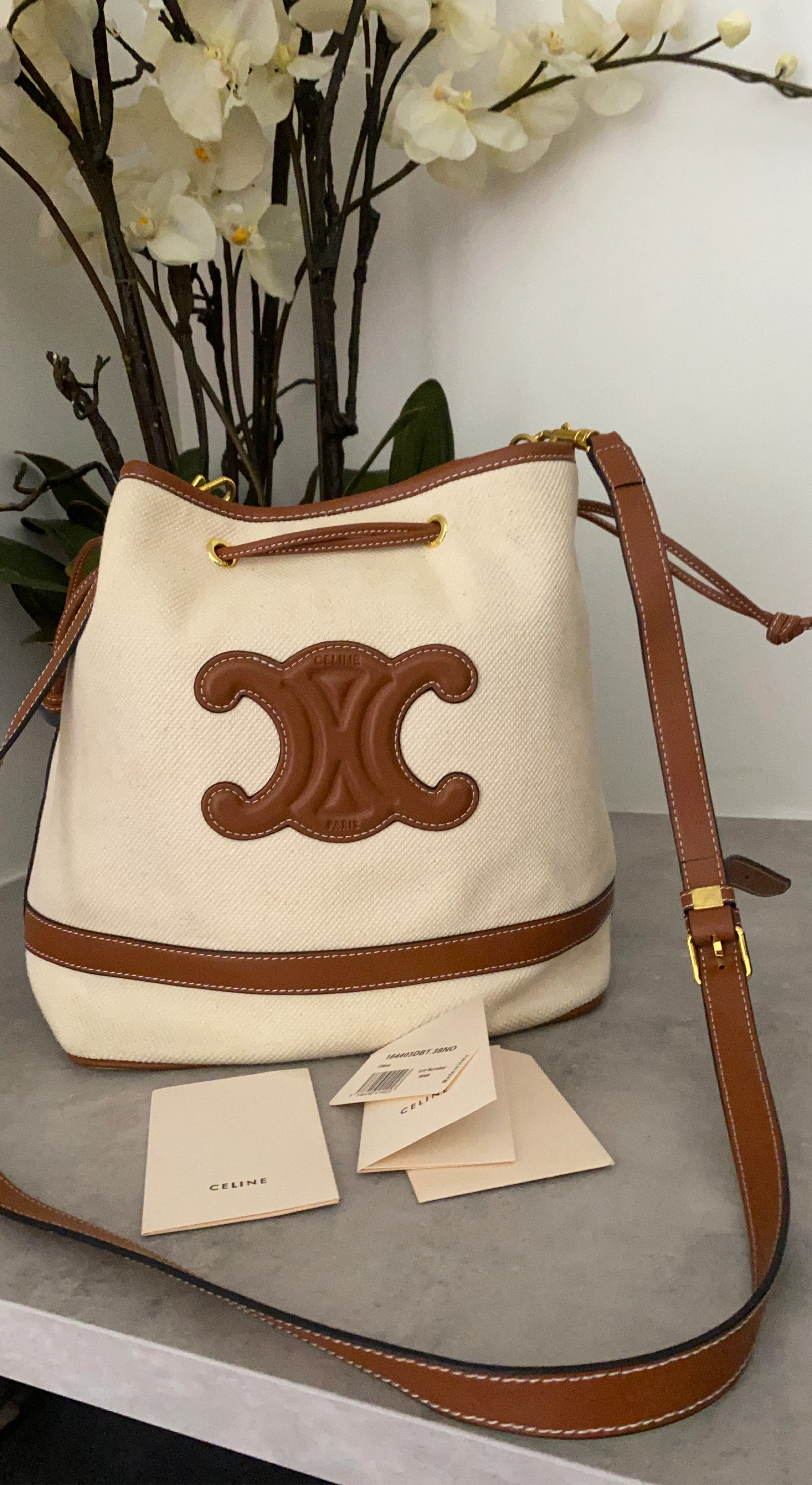 Celine Canvas and Leather Bucket Bag
