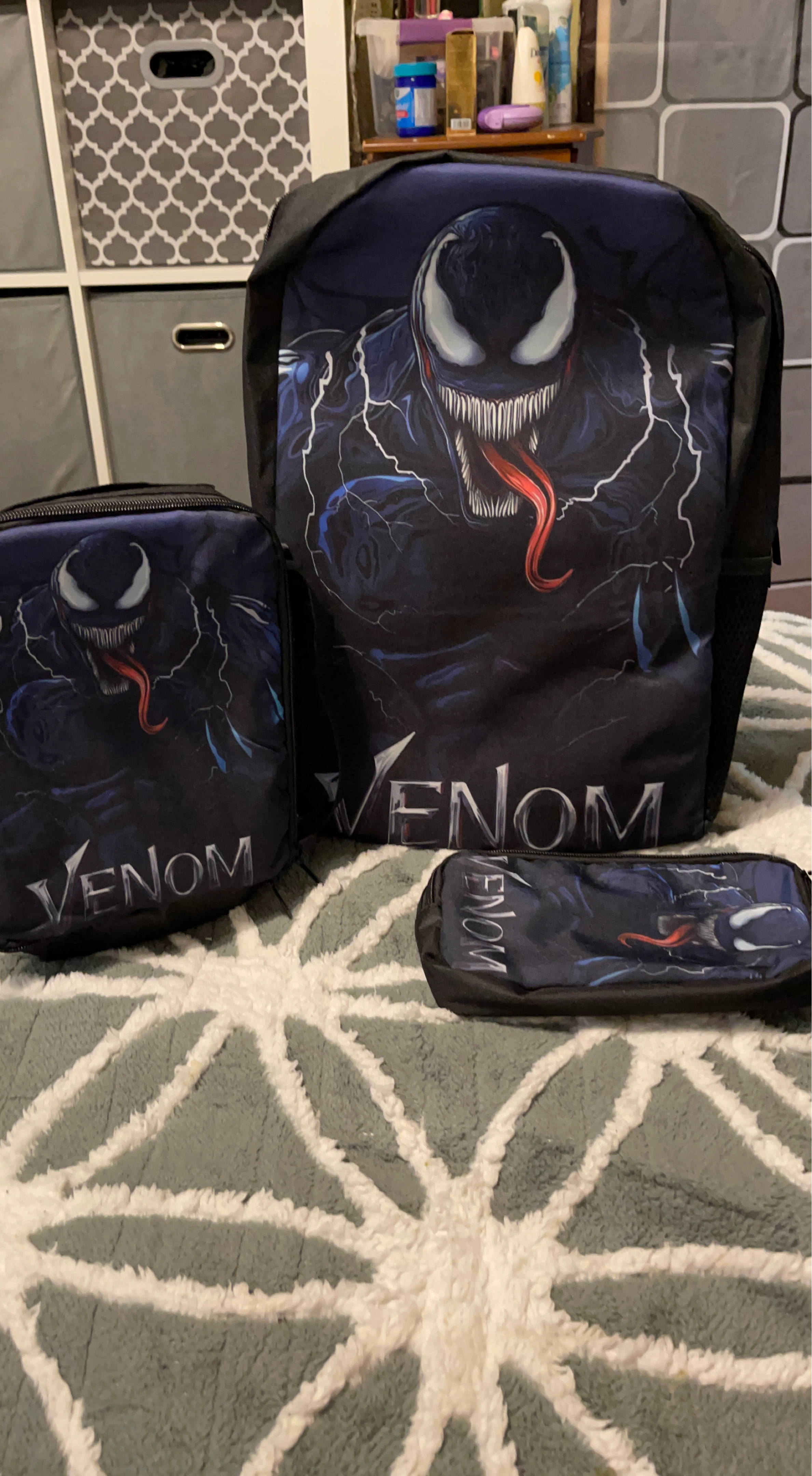 Venom Backpack, Lunch Bag, and Pencil Case Set