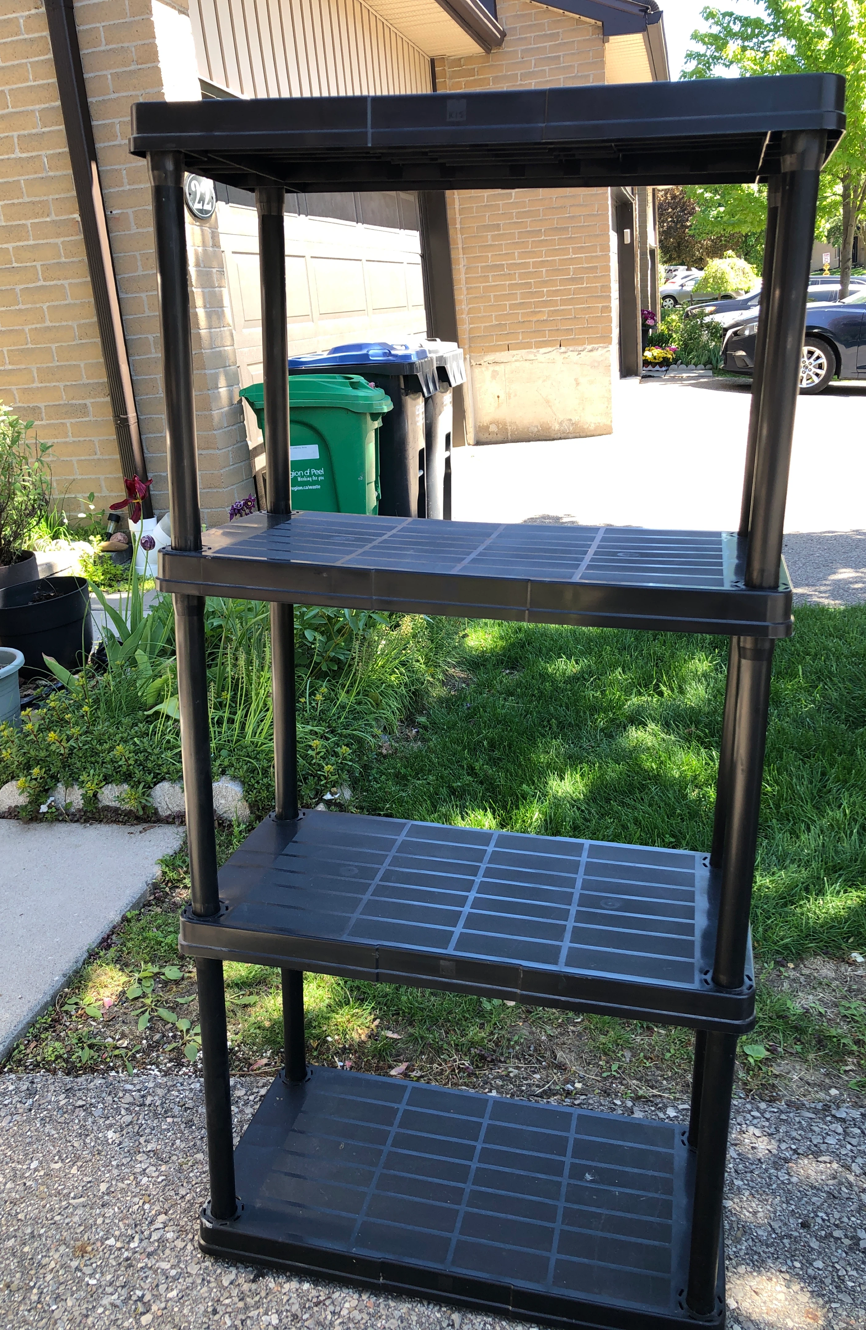 Black 4-Tier Plastic Shelving Unit