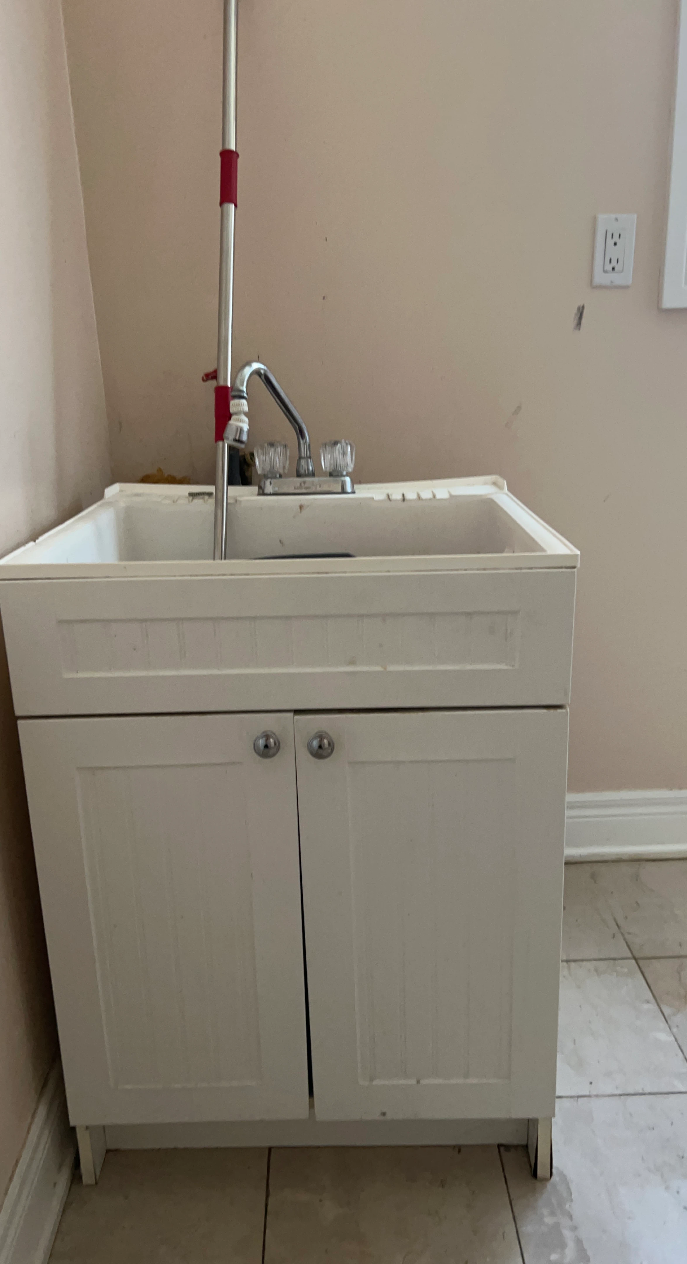 White Laundry Sink Cabinet with Faucet