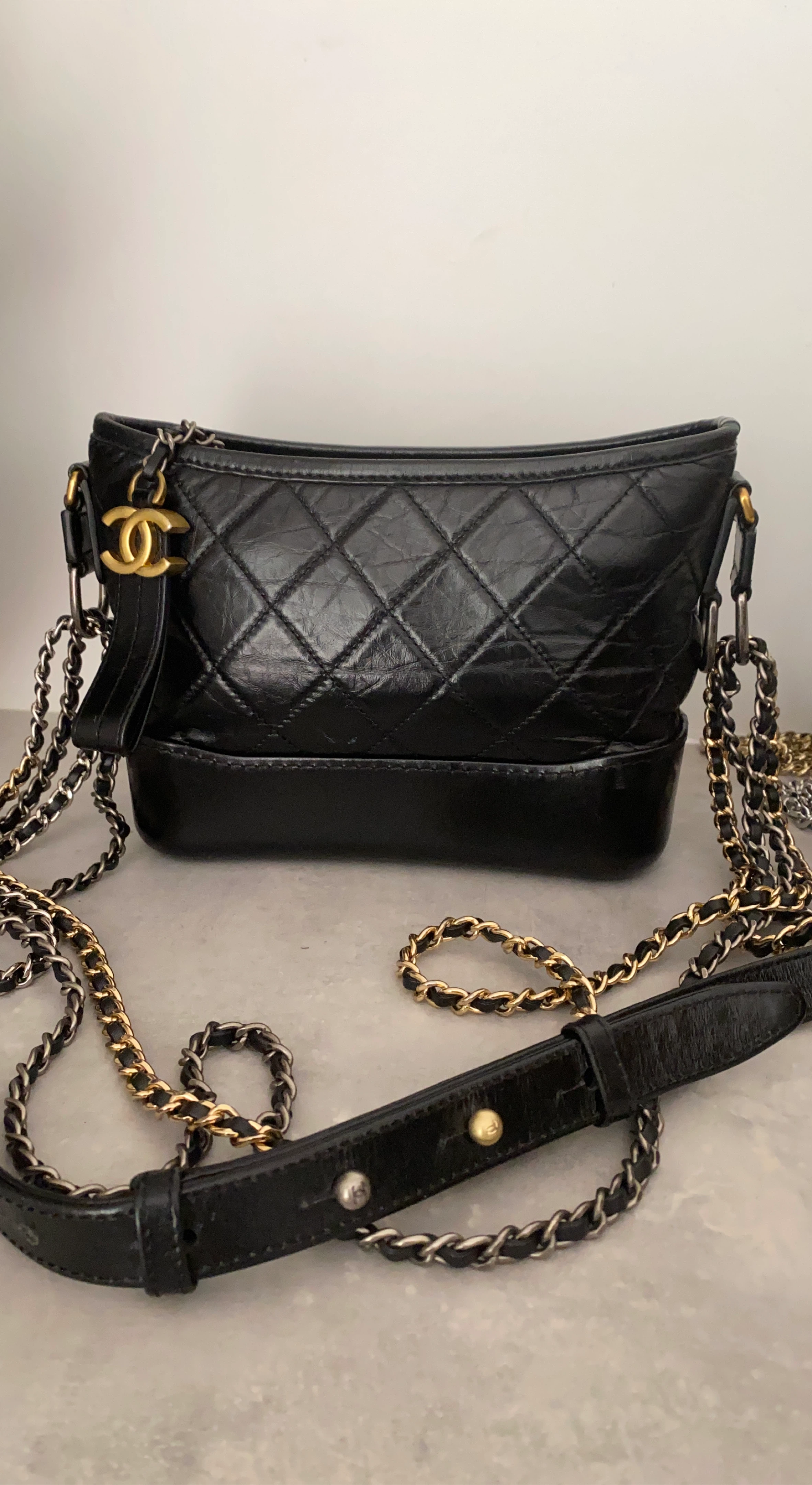 Chanel Black Quilted Leather Hobo Bag