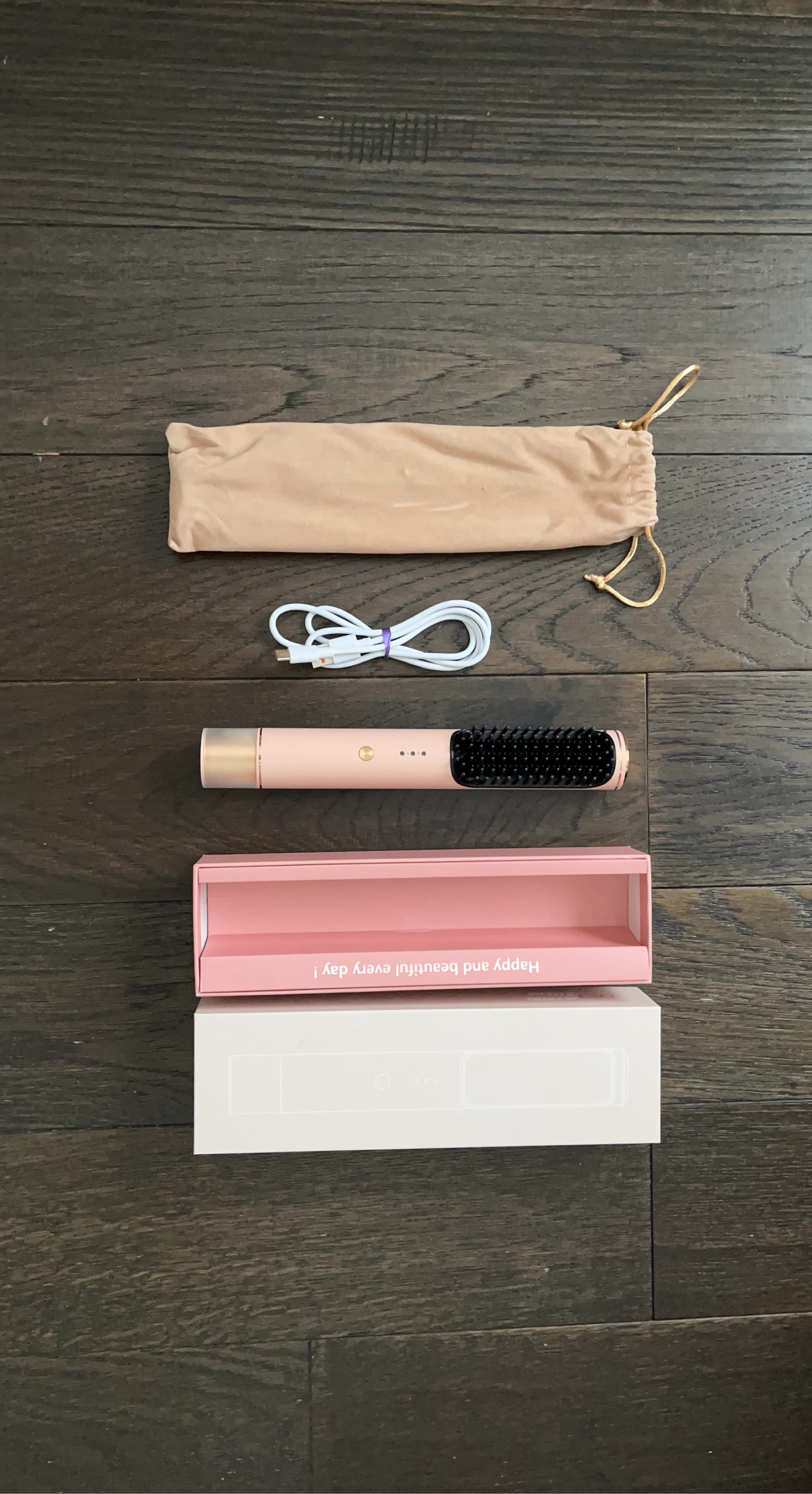 ZIRZOE Hair Straightener Brush with Travel Pouch