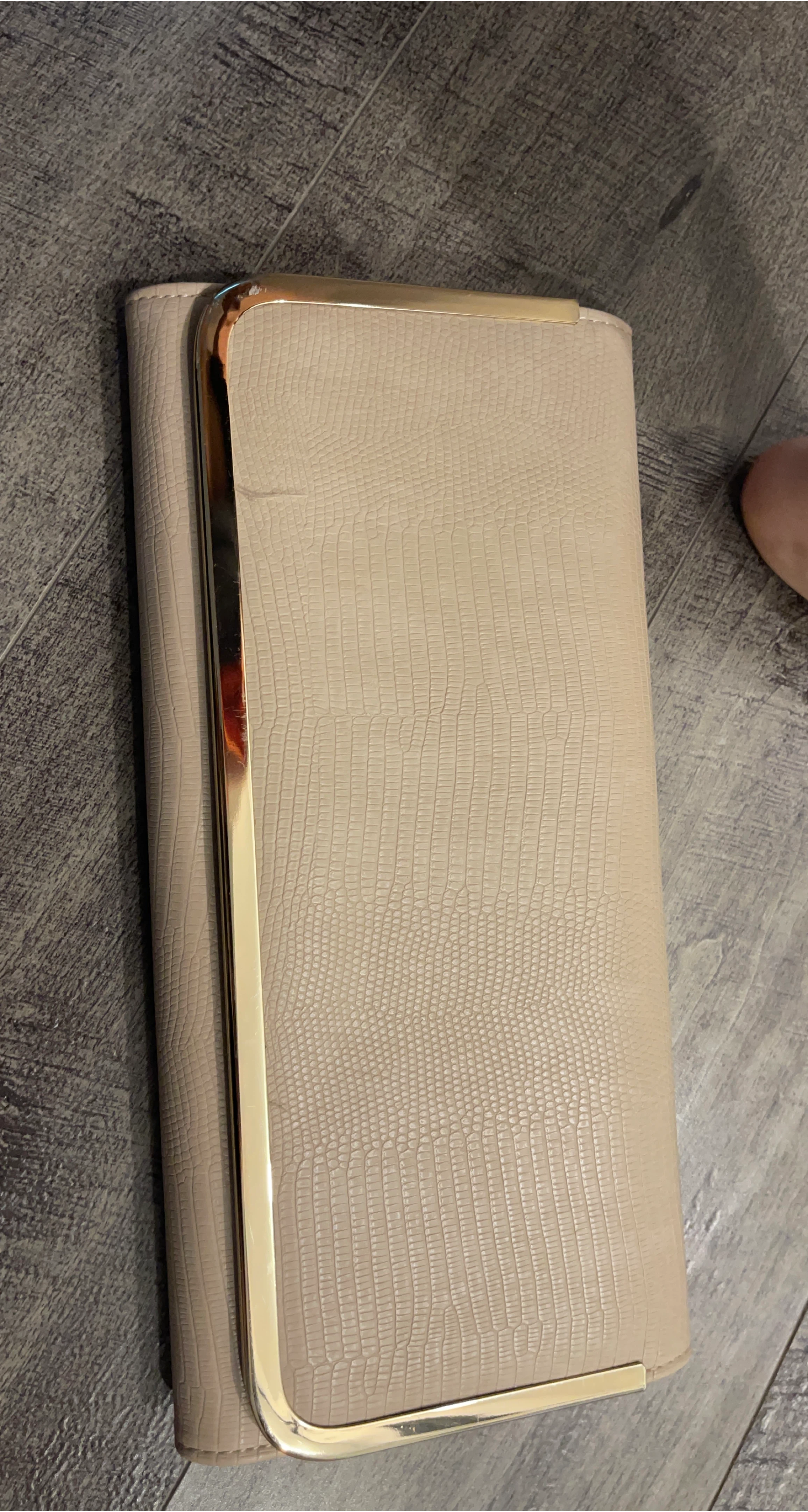 Women's Beige Faux Leather Clutch Bag