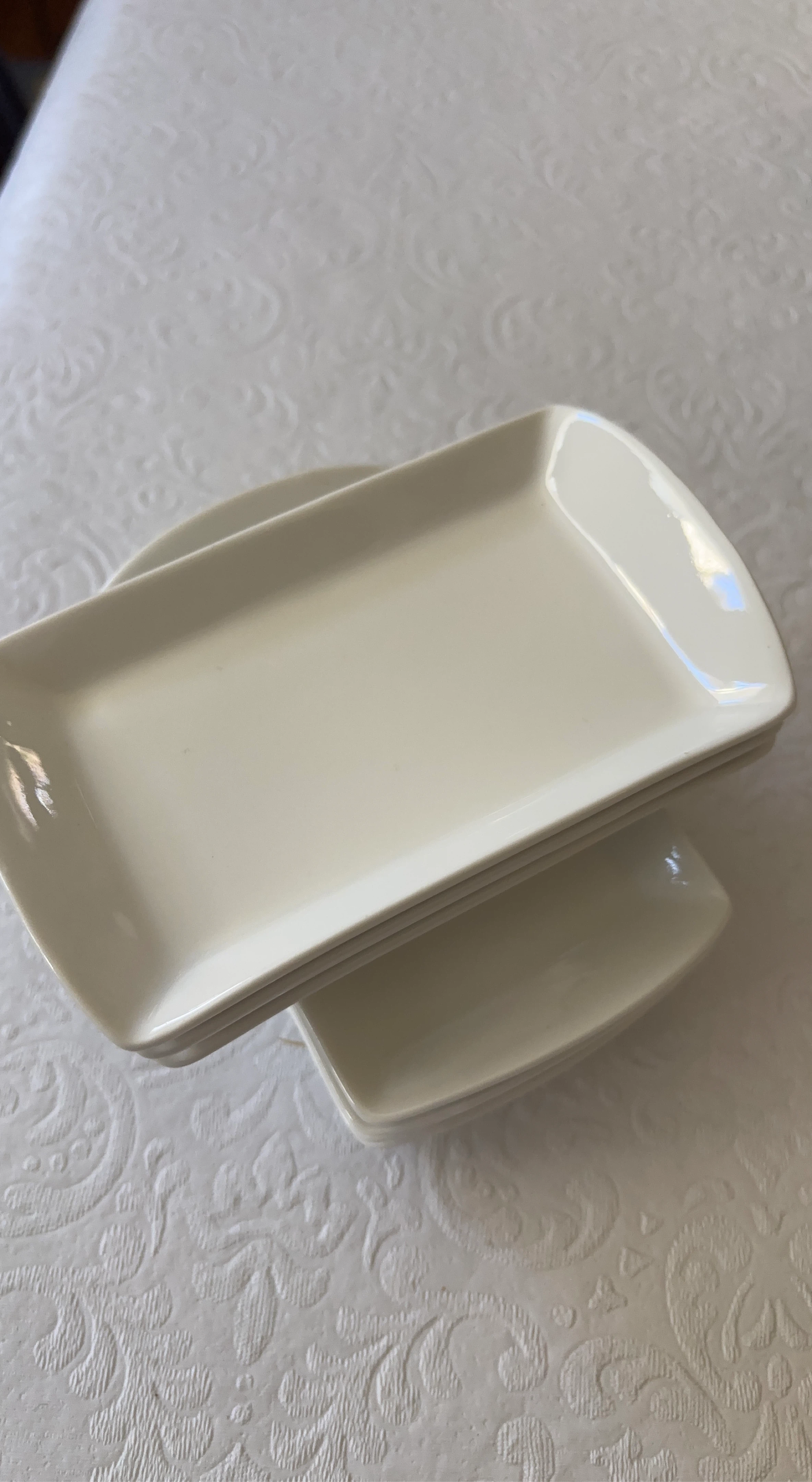 White porcelain dipping dishes.