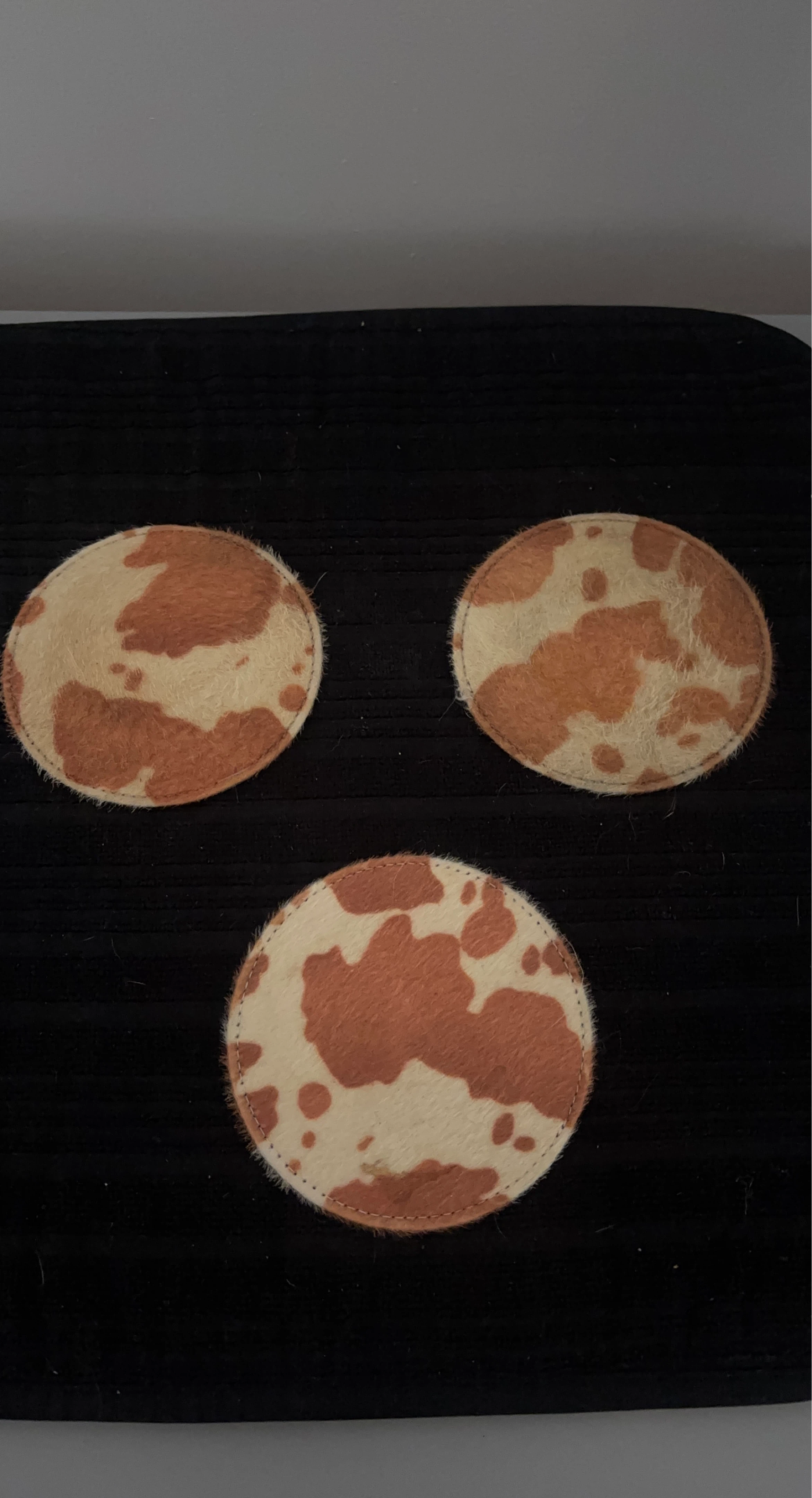 Cow print coasters (set of 3)
