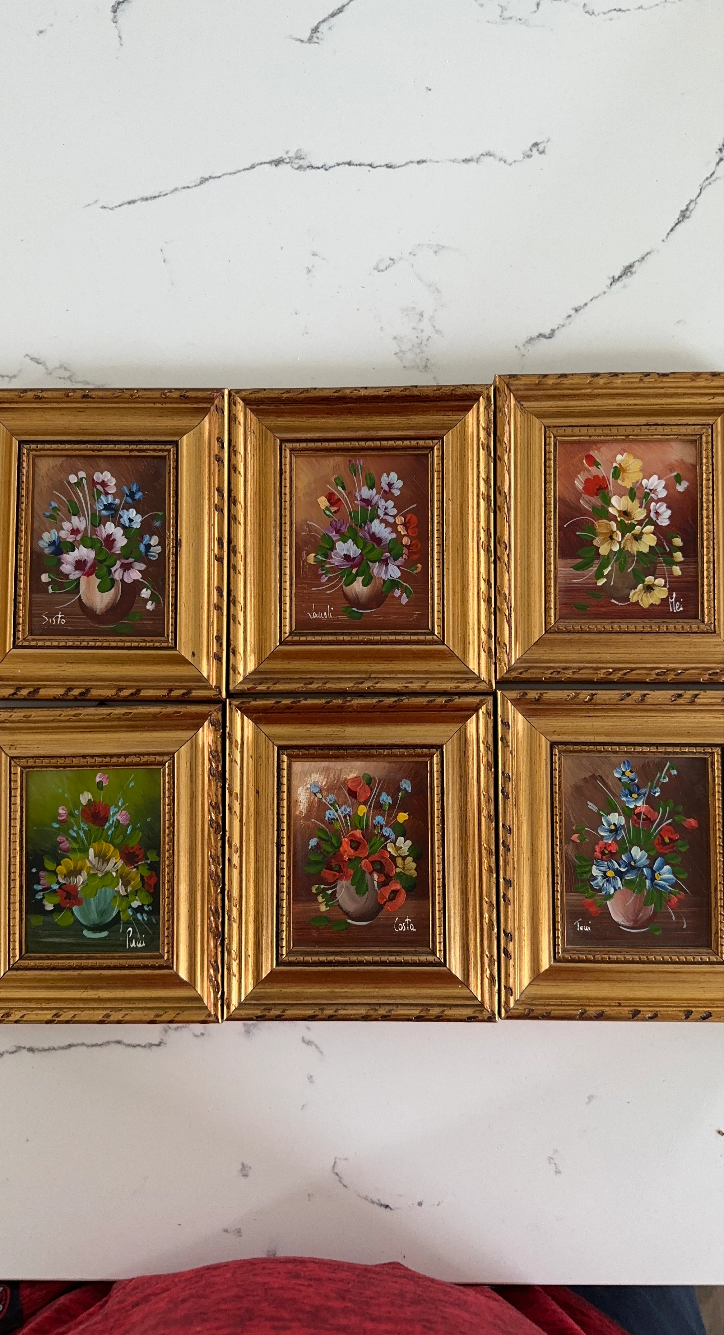 Set of 6 Framed Floral Oil Paintings