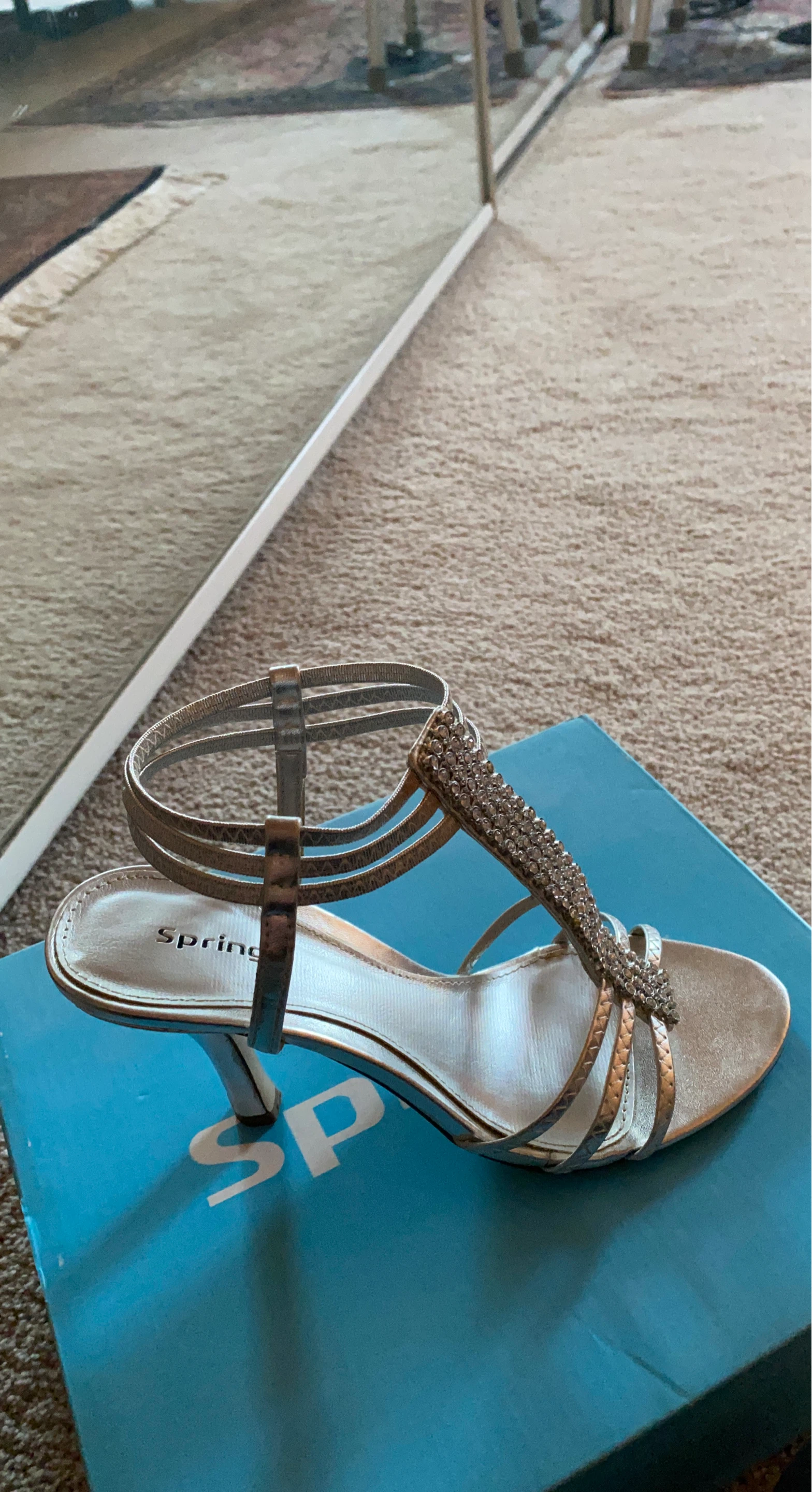 Spring Women's Silver Embellished Heels