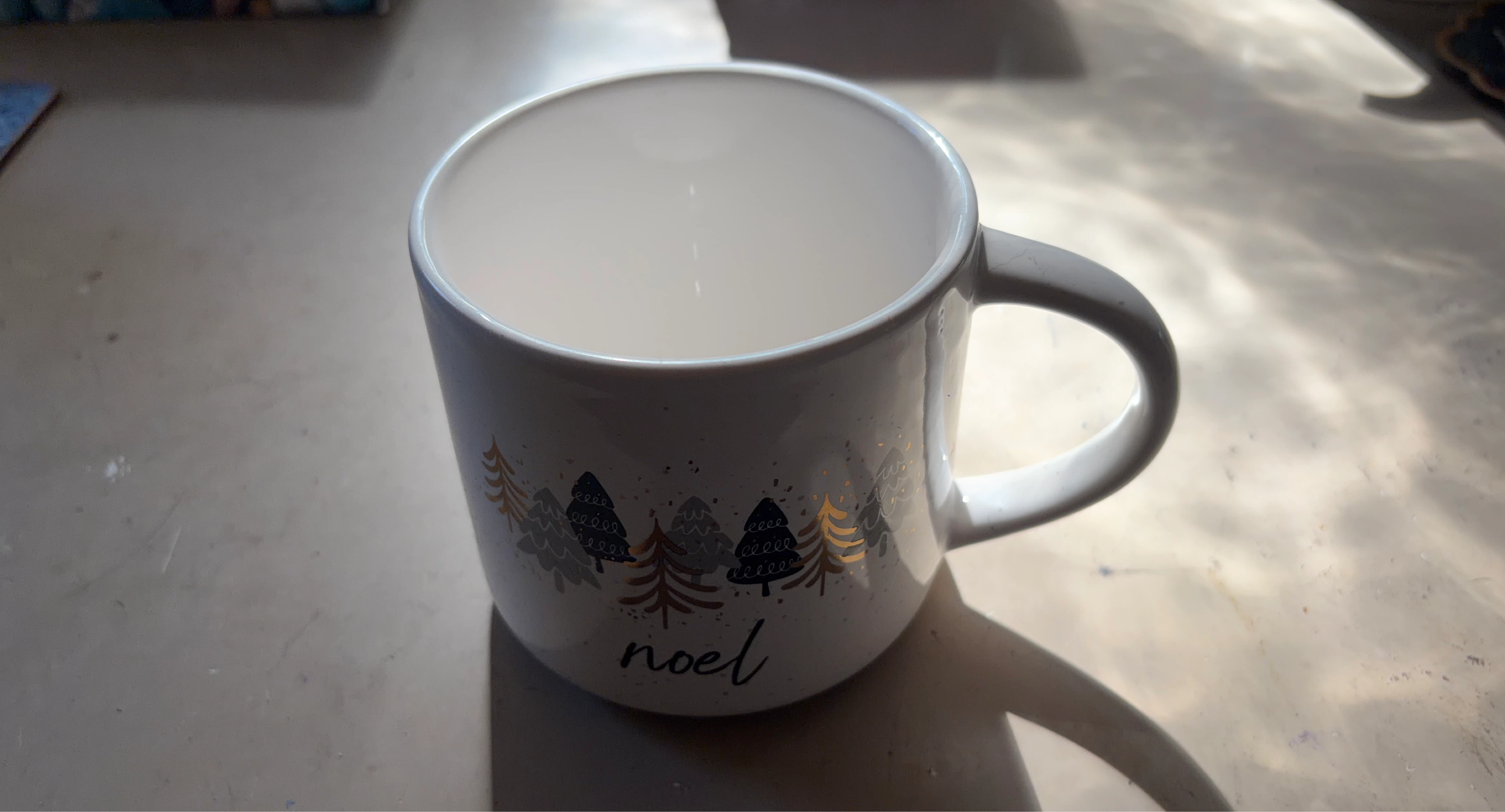 White Noel Mug with Trees