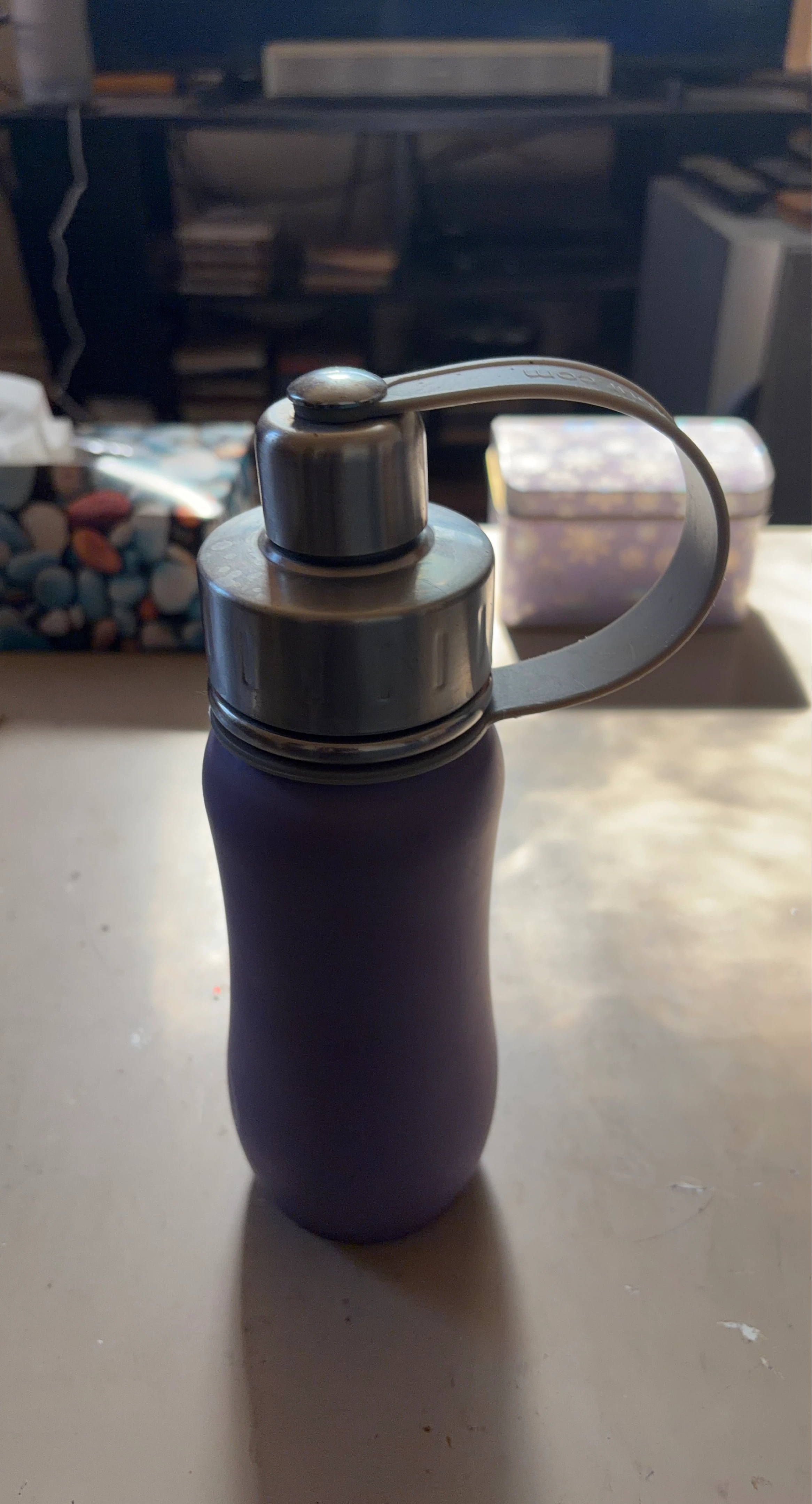 Purple Water Bottle with Loop Lid