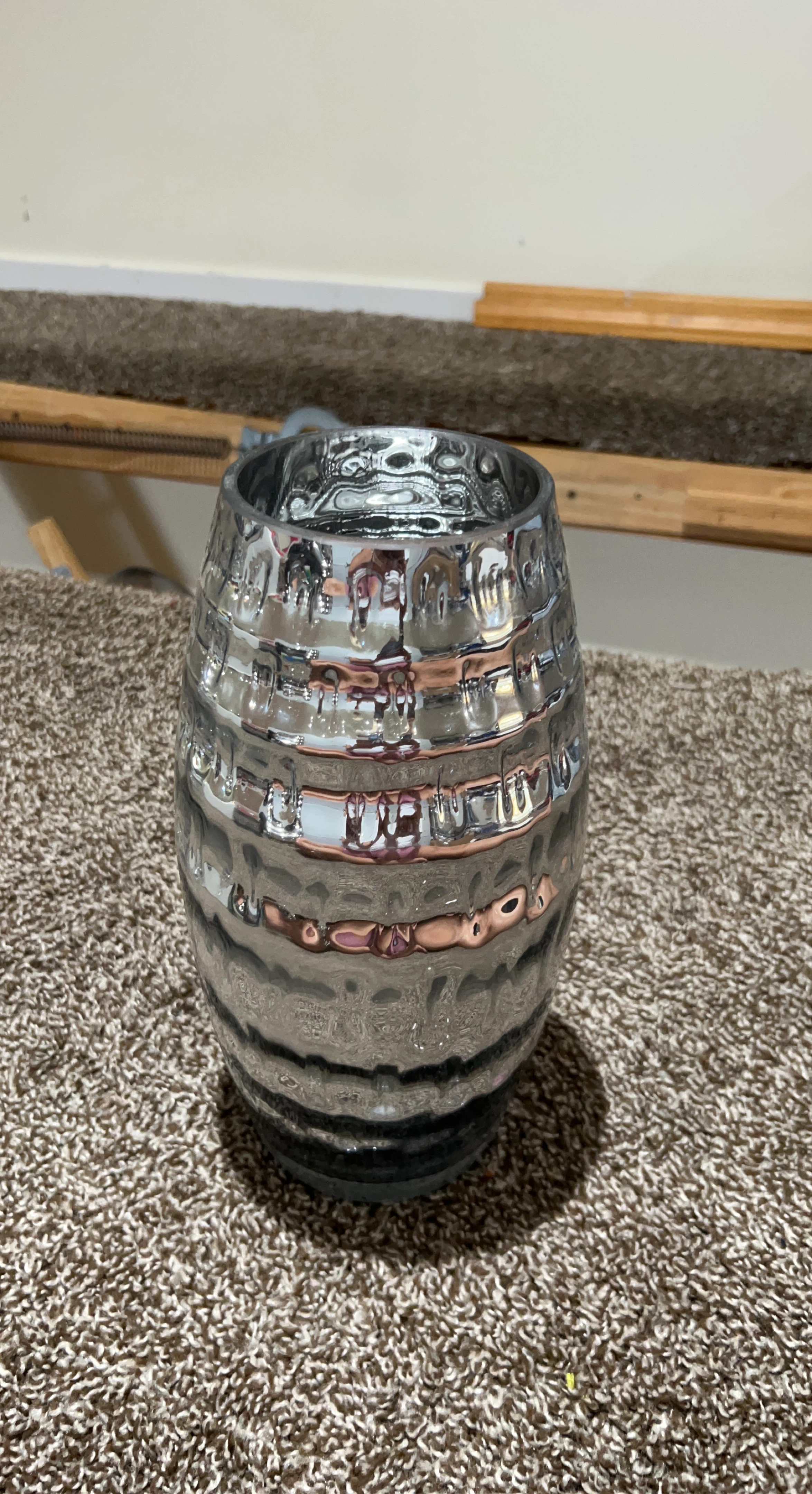 Silver Textured Glass Vase