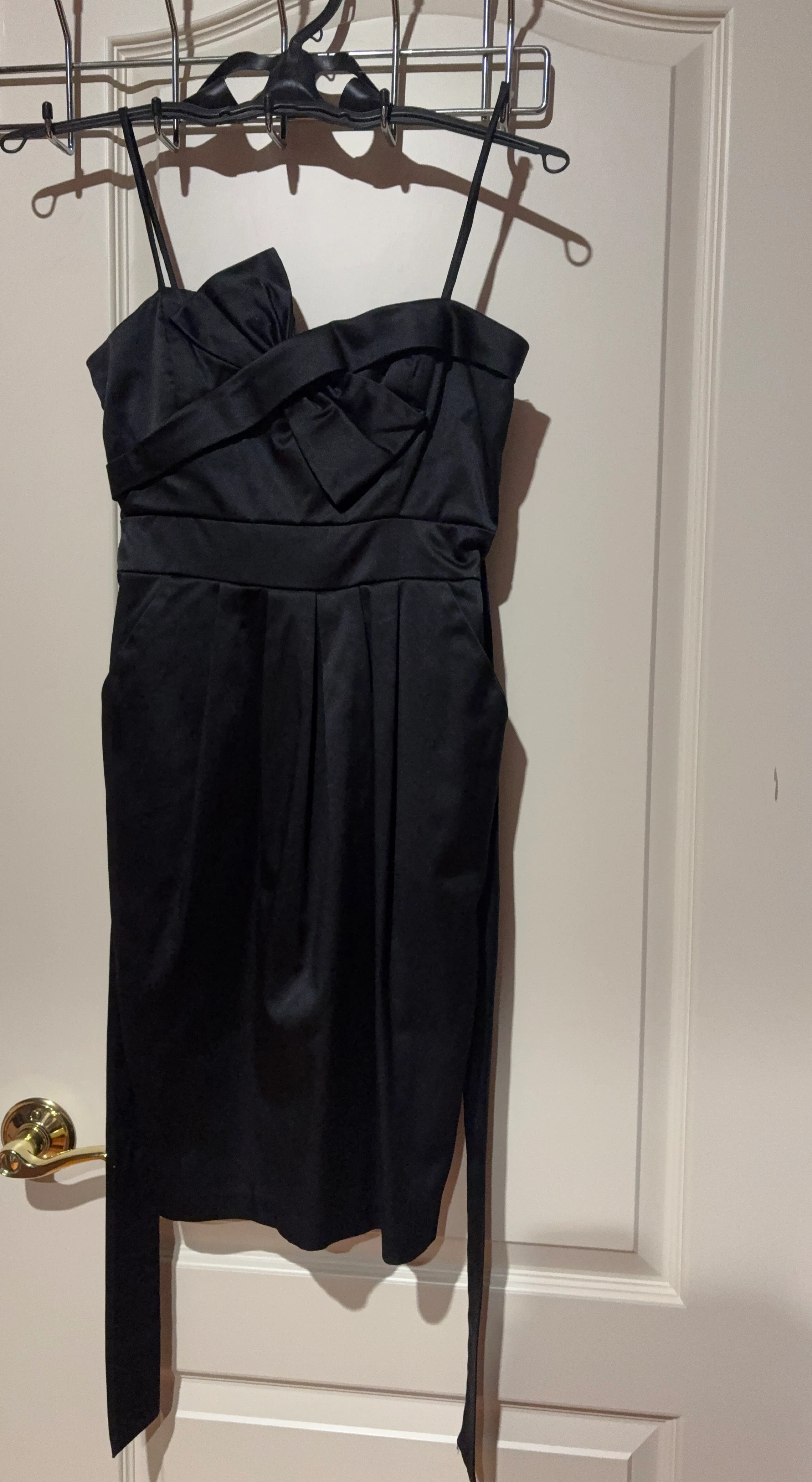 Black Strapless Dress with Bow Detail