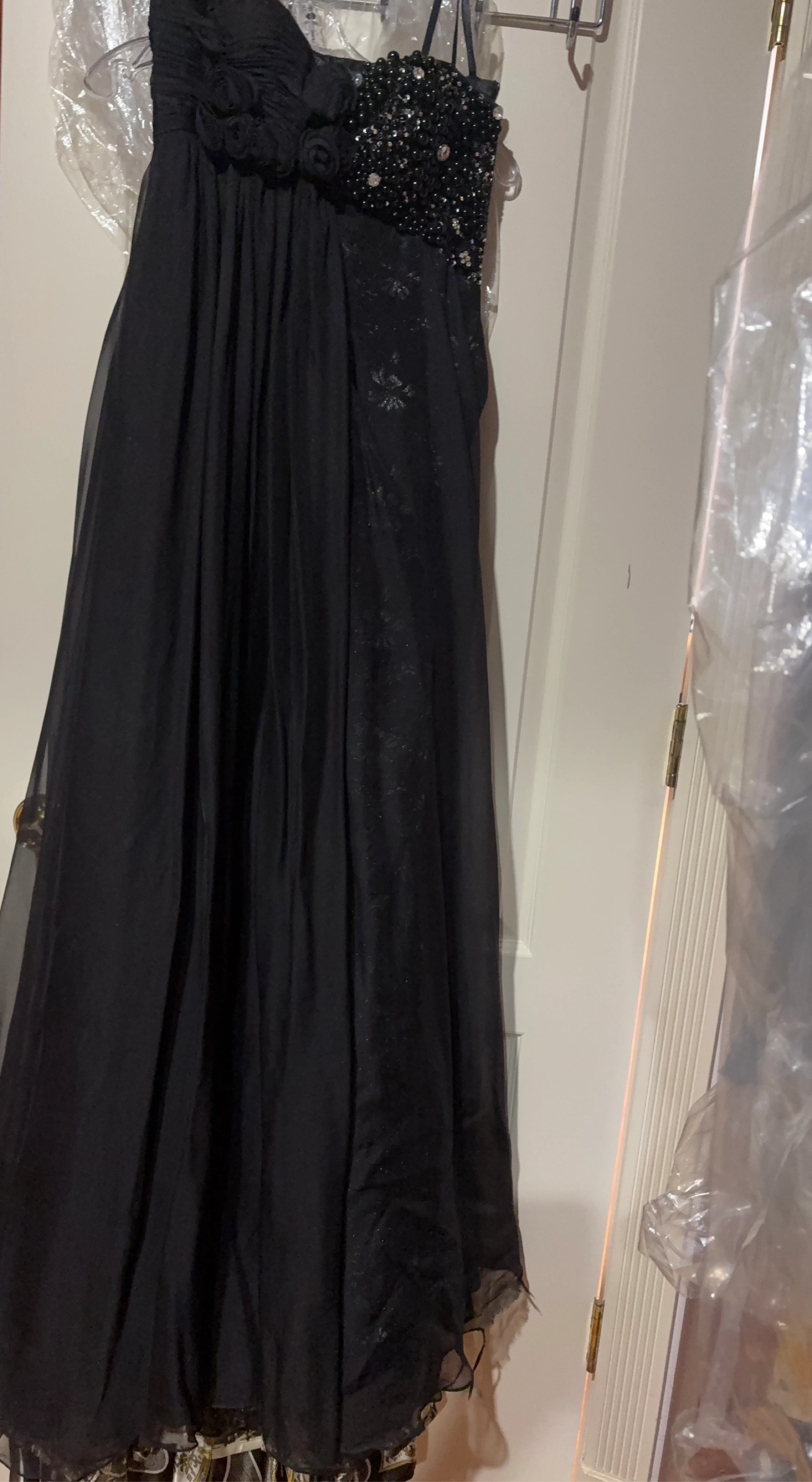 Black Beaded Bodice Prom Dress