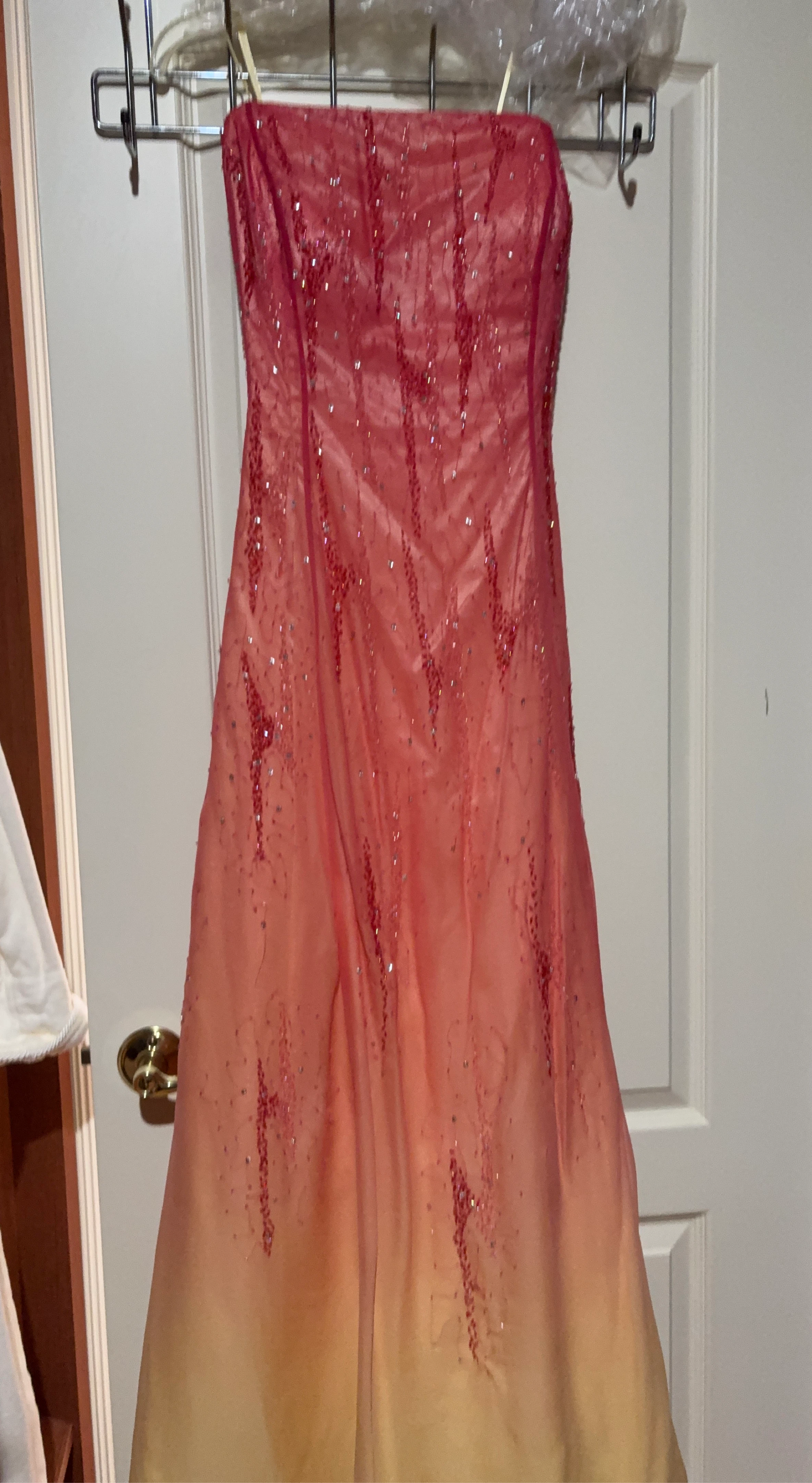 Strapless Ombre Beaded Formal Dress