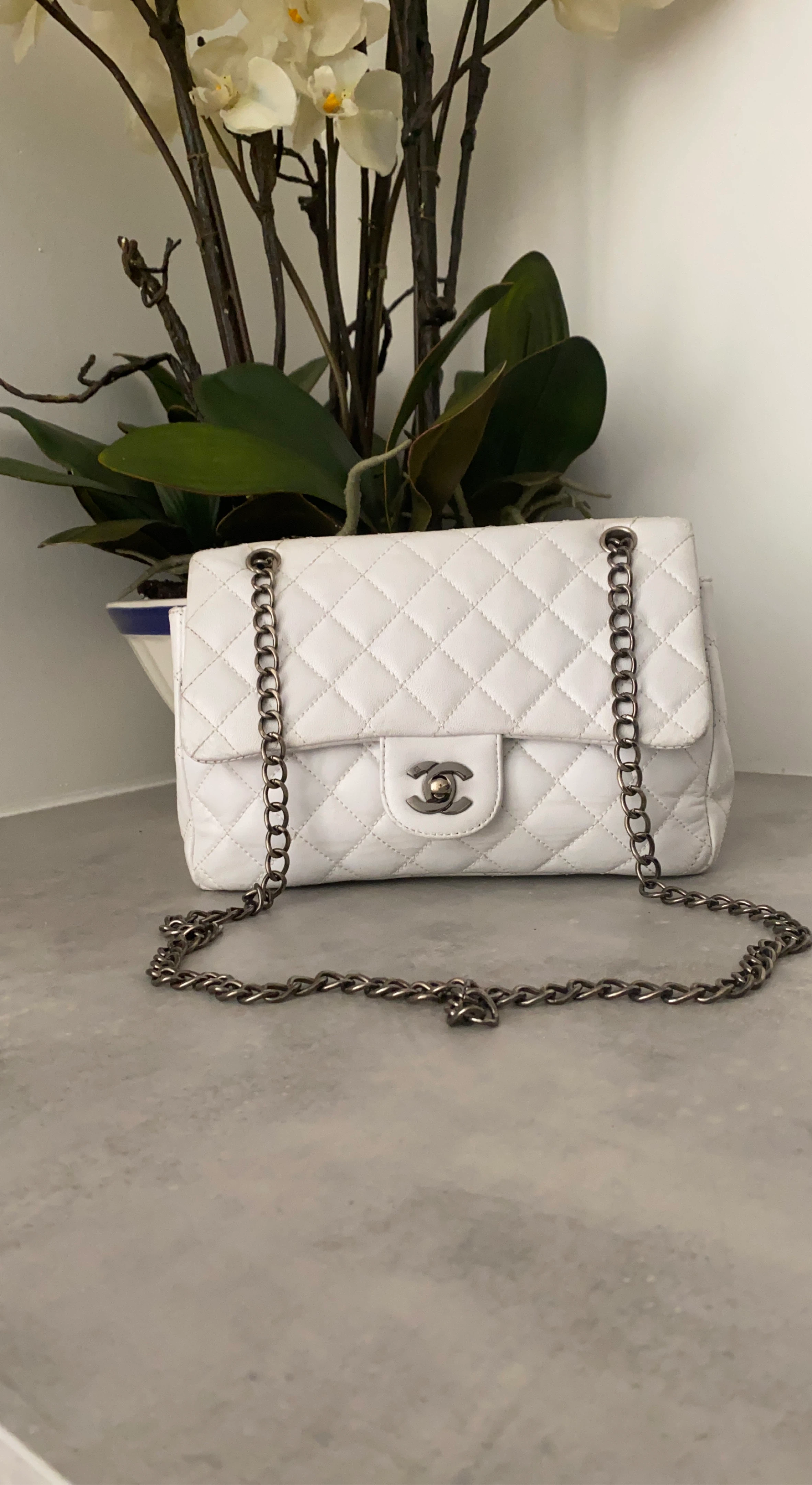 White Chanel Flap Bag