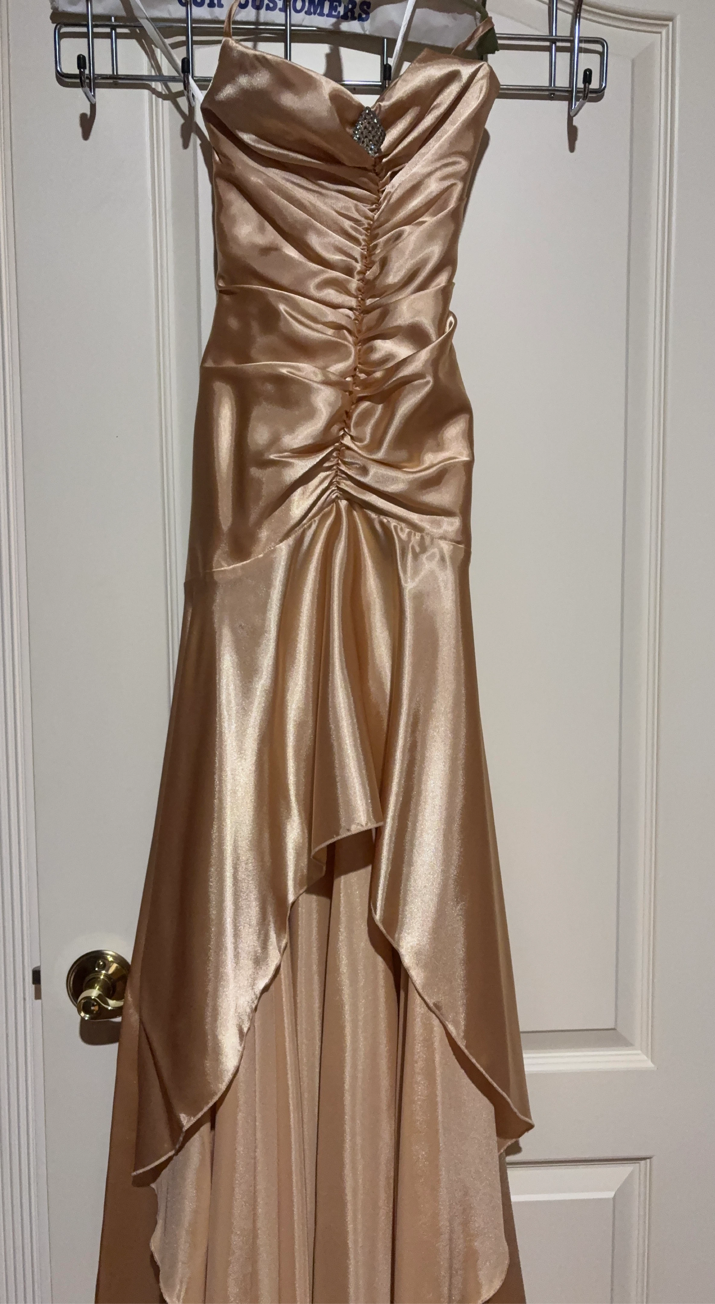 Satin Ruched Strapless Gown