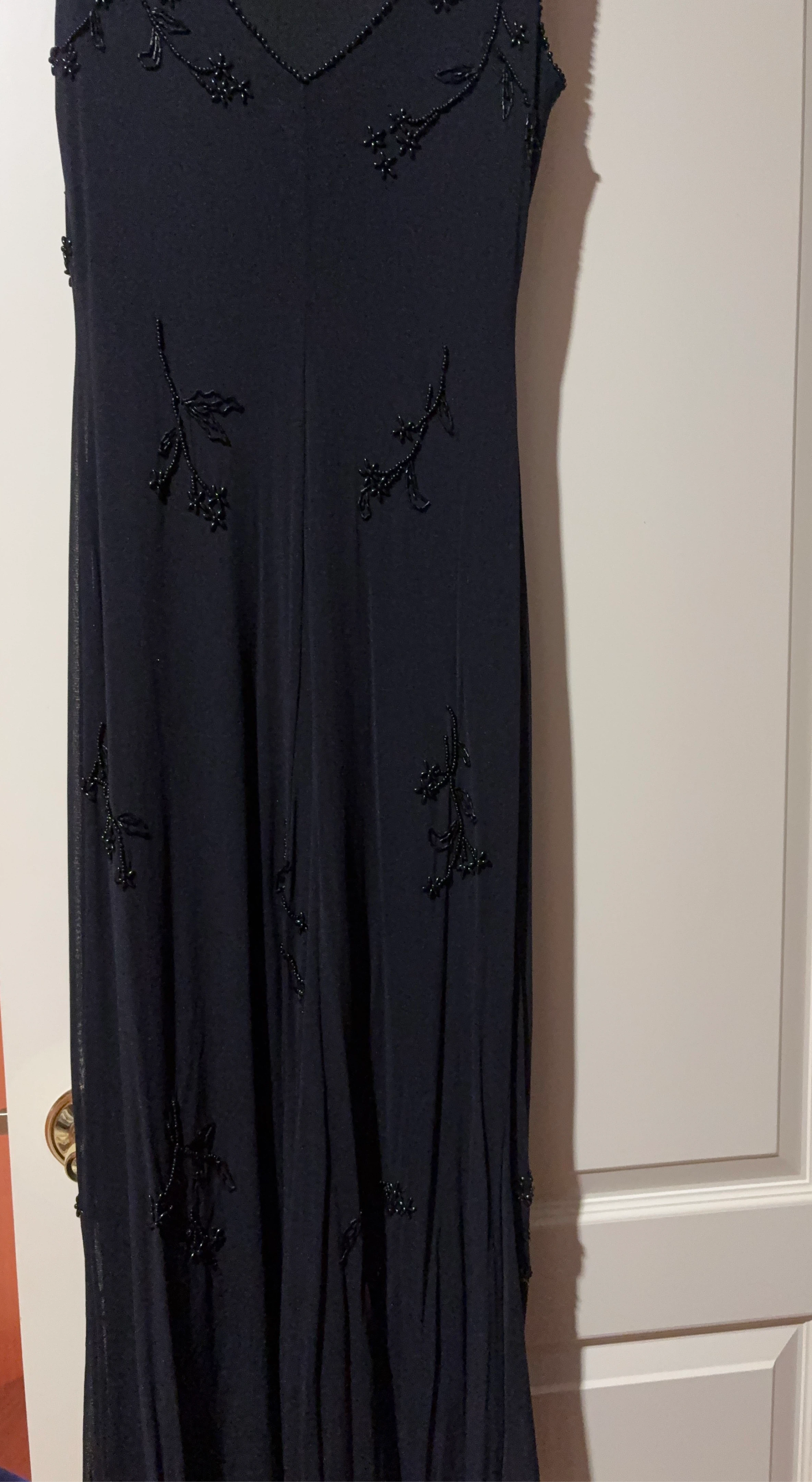 Black Beaded V-Neck Dress