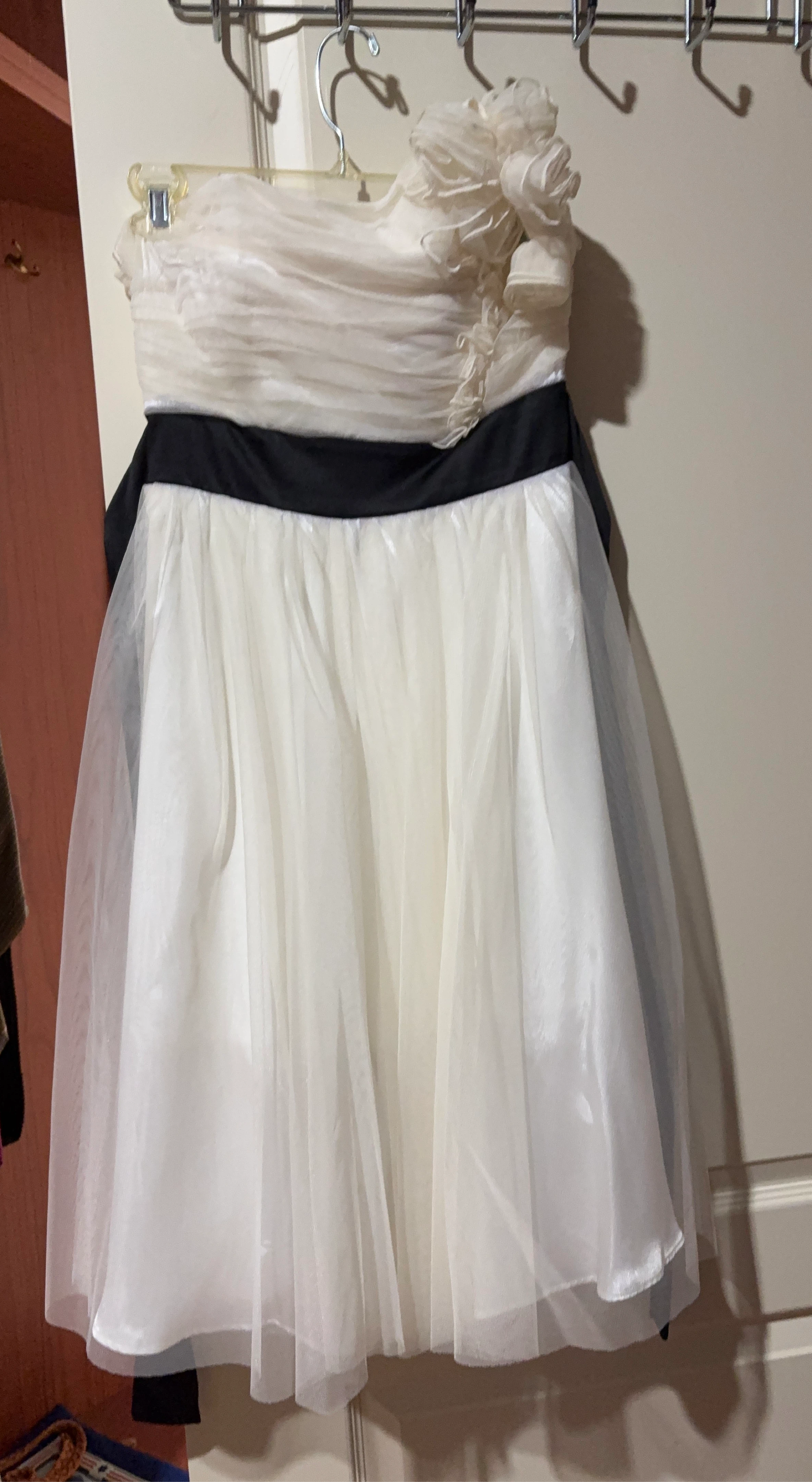 Strapless White and Black Formal Dress
