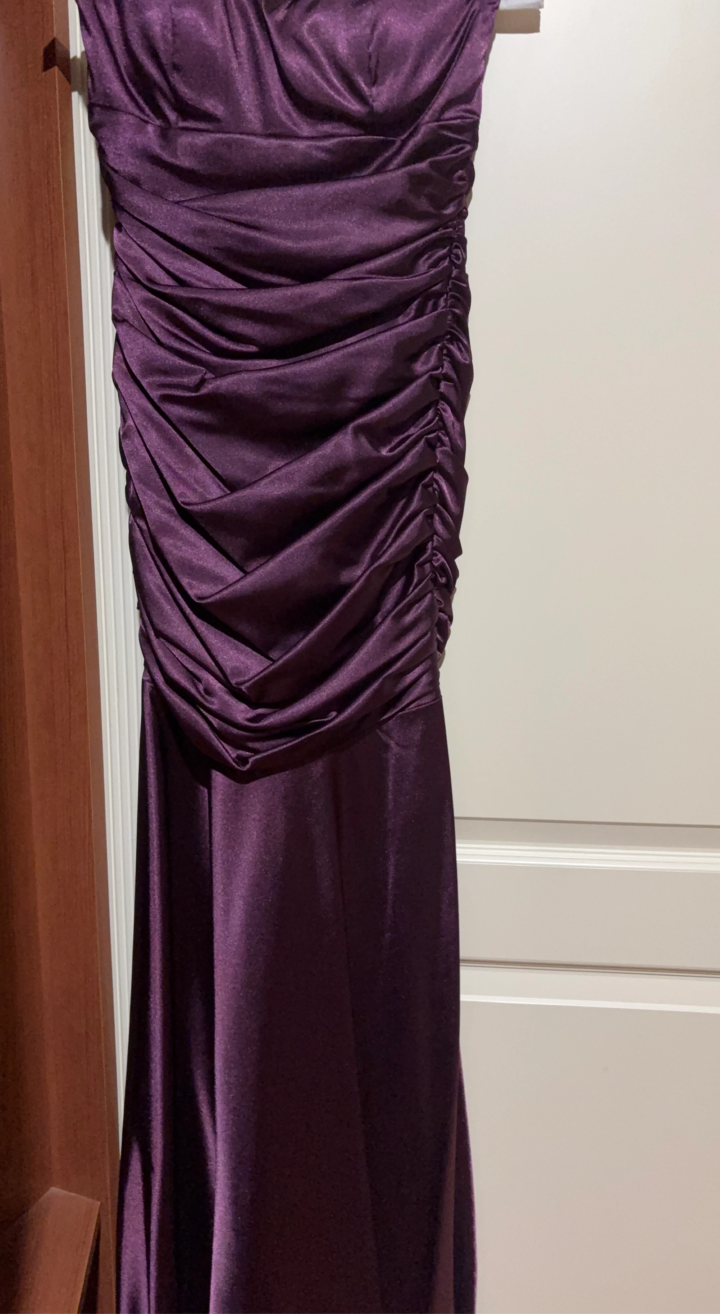 Purple Strapless Ruched Formal Dress