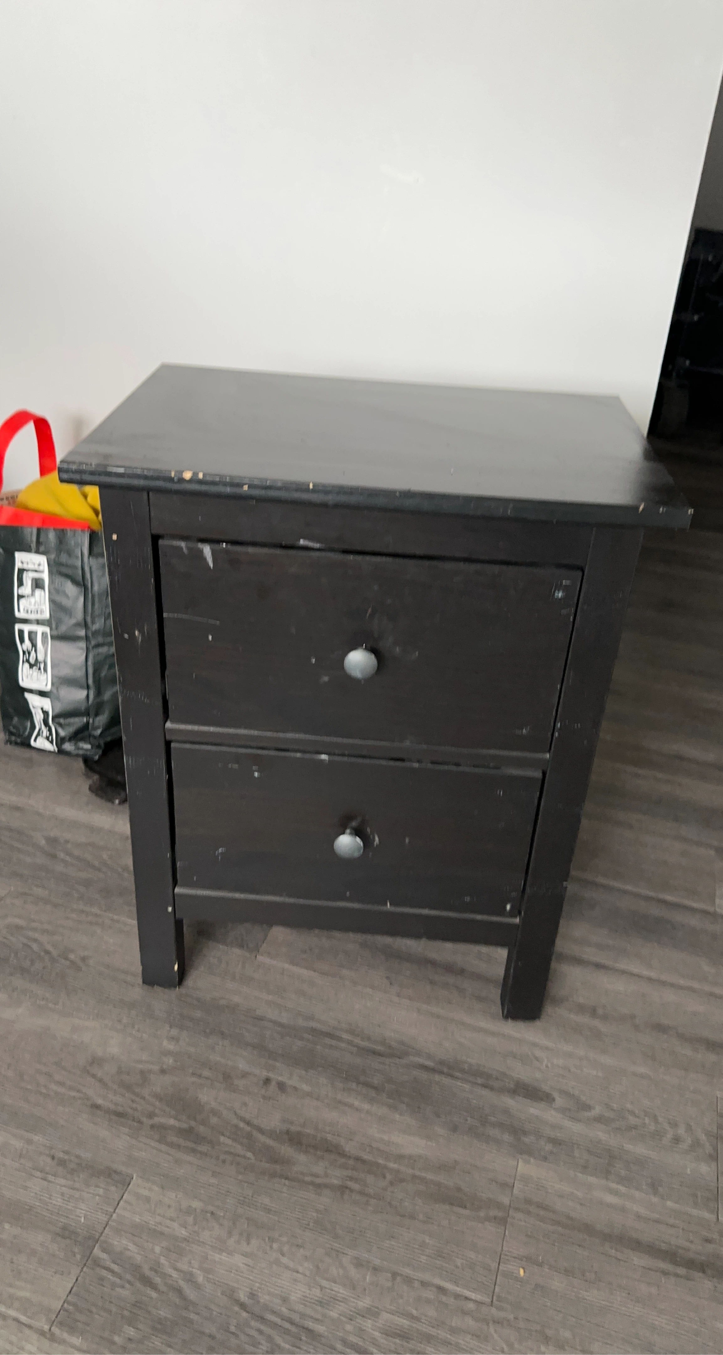 Black 2-Drawer Nightstand