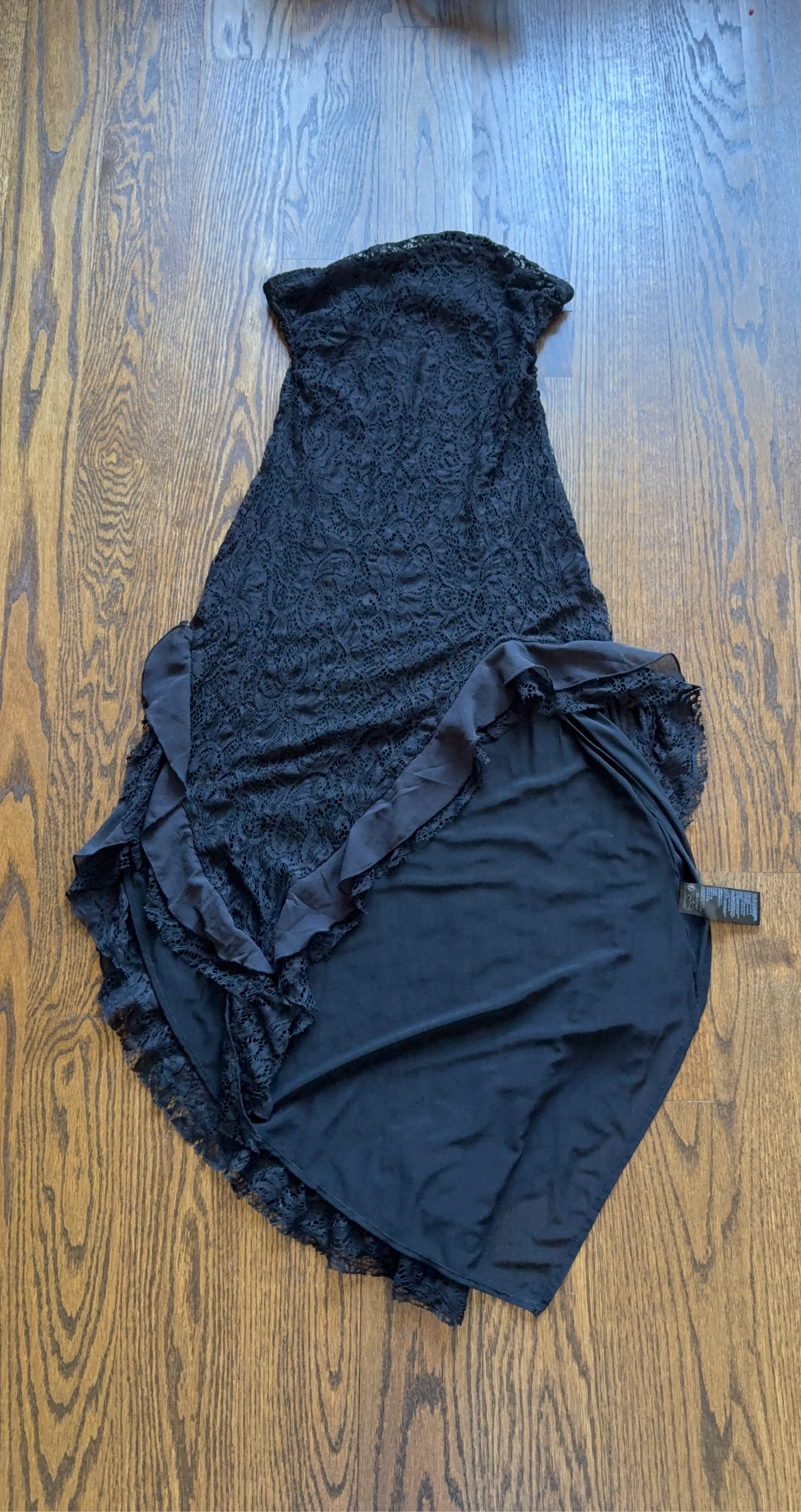 Black Lace Strapless Dress