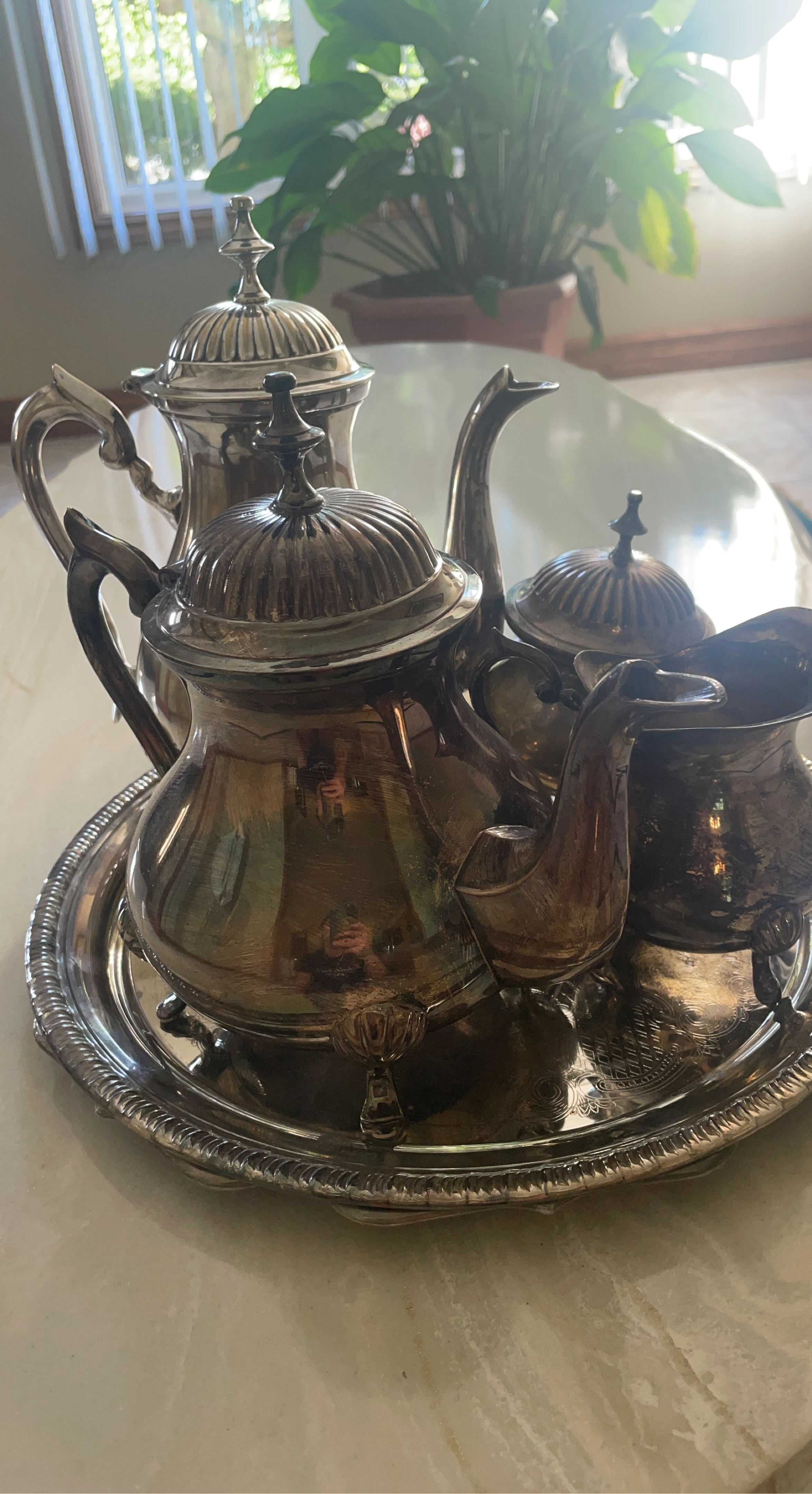 Vintage Silver Tea Set with Tray